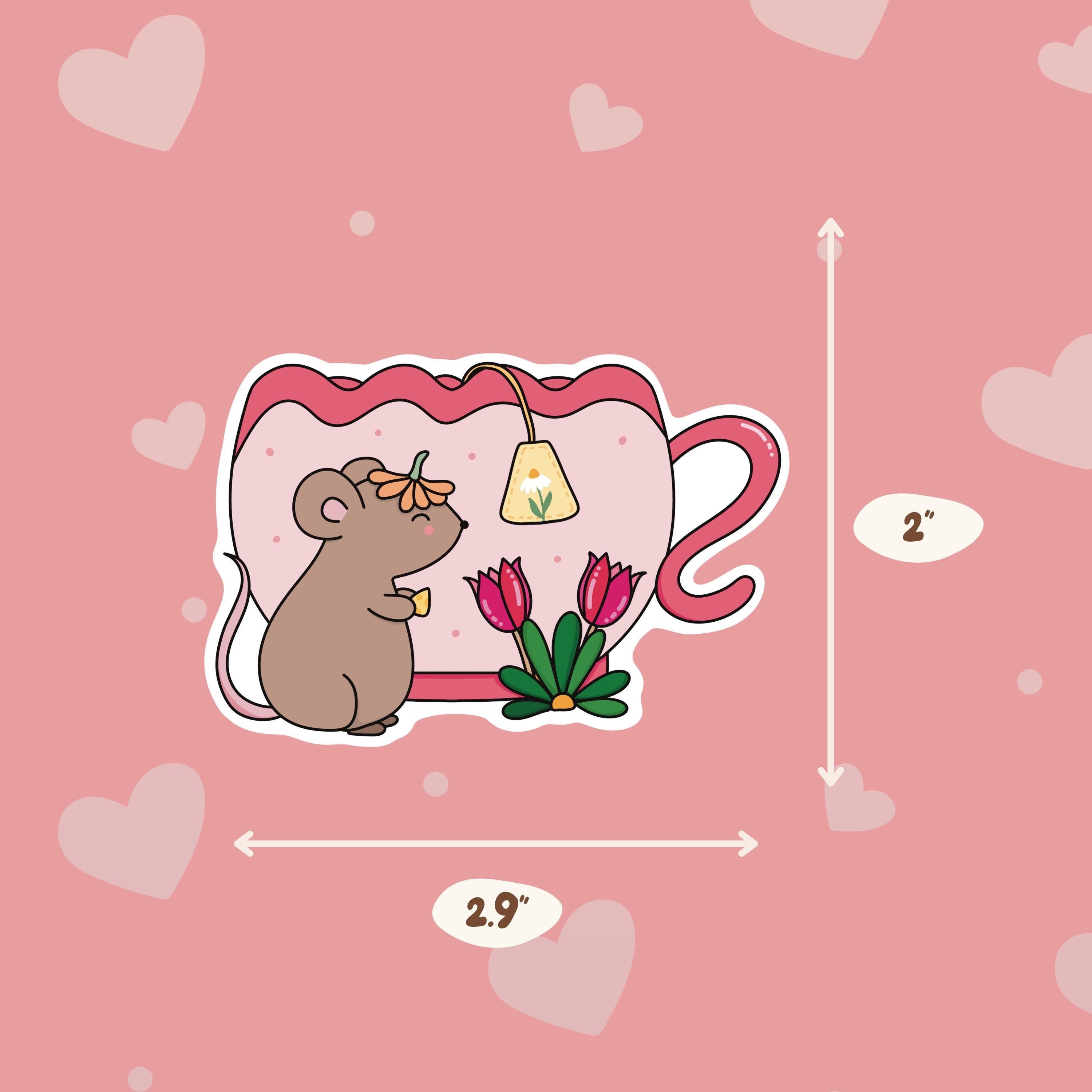 Teacup Mouse Vinyl Sticker
