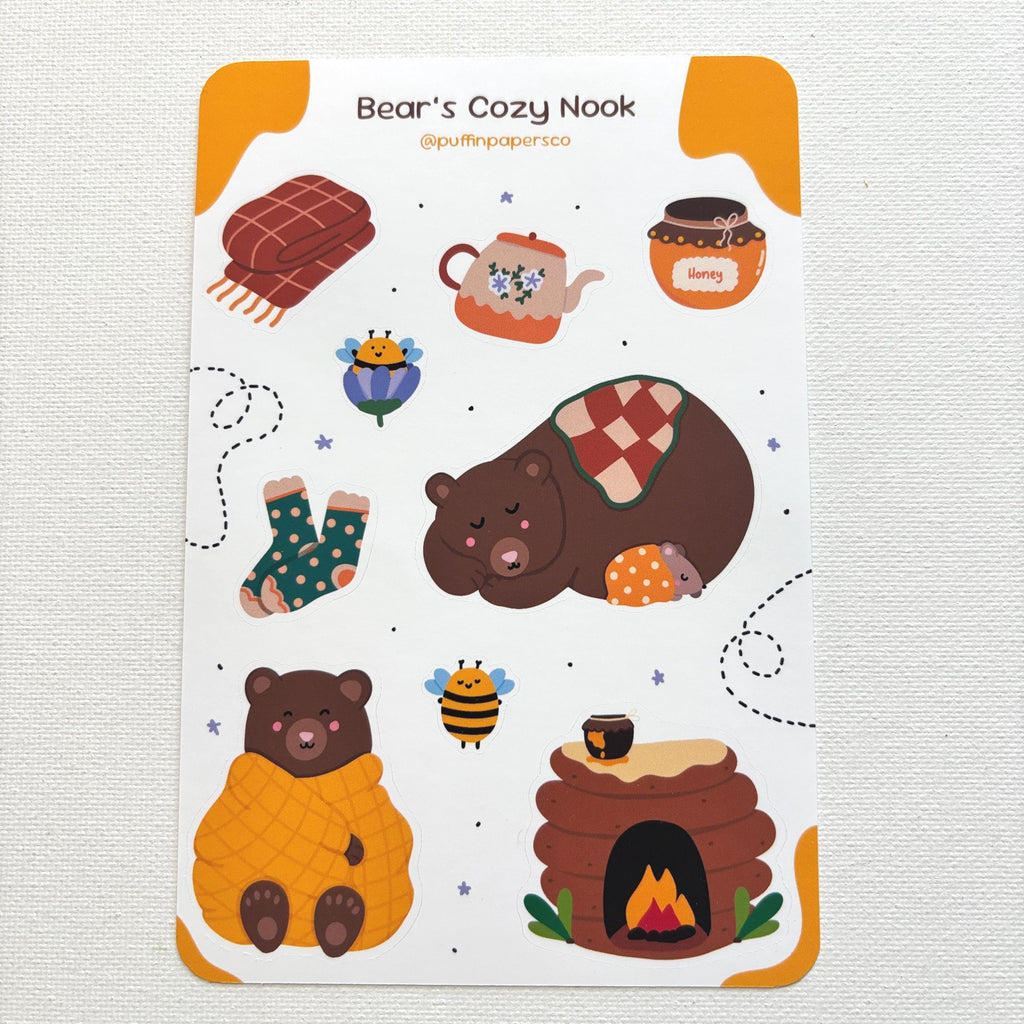 Bear's Cozy Nook Sticker Sheet