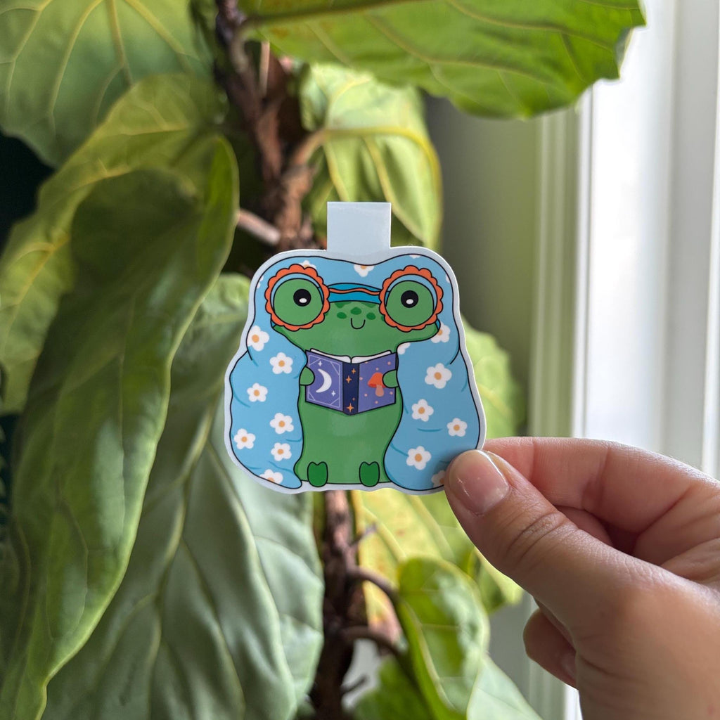 Frog Reading Book Magnetic Bookmark