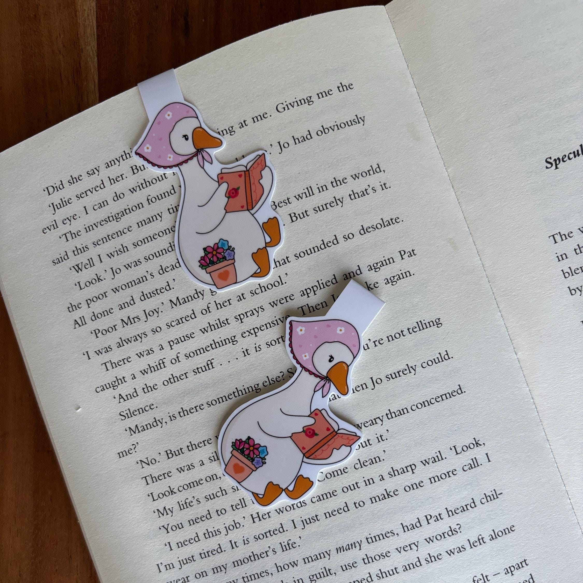 Goose Reading a Book Magnetic Bookmark