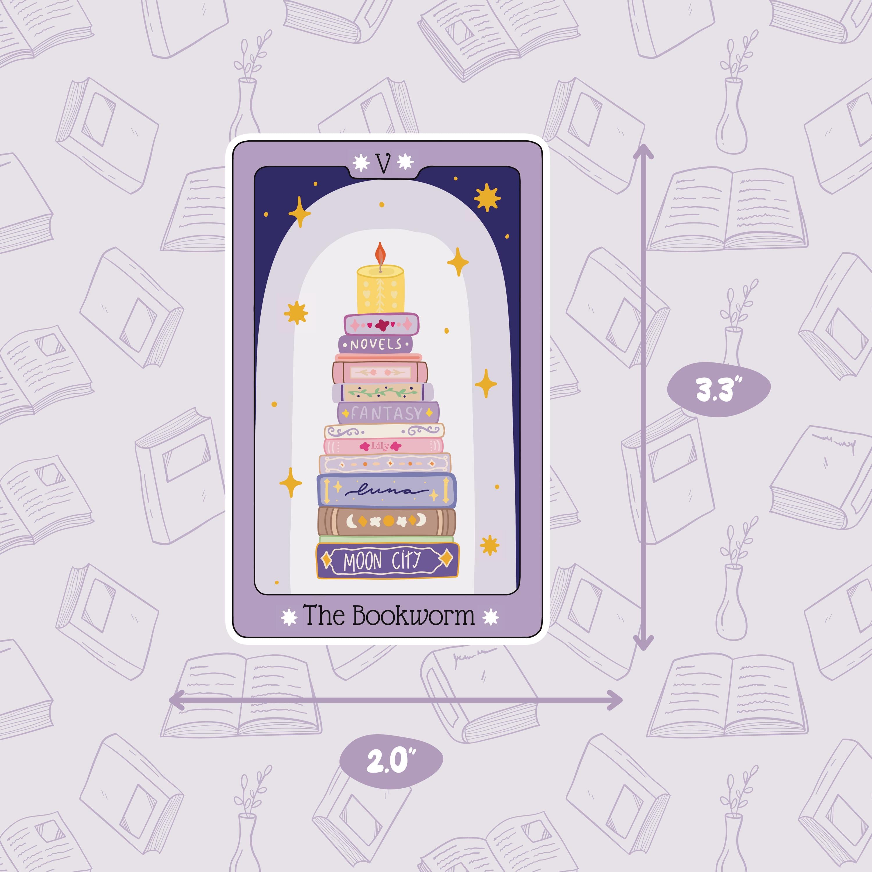 Bookworm Tarot Card Vinyl Sticker