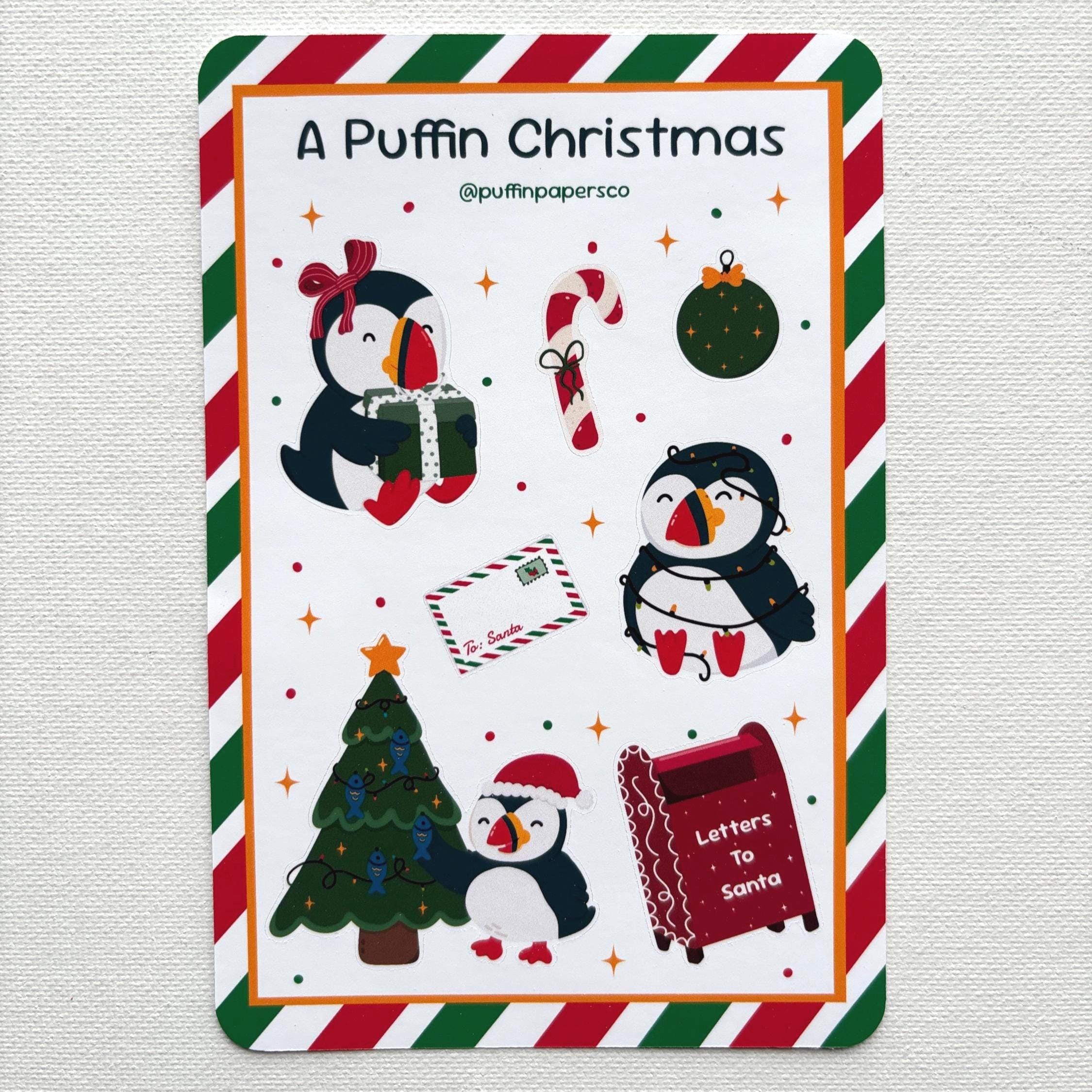 A Puffin Christmas Sticker Sheet