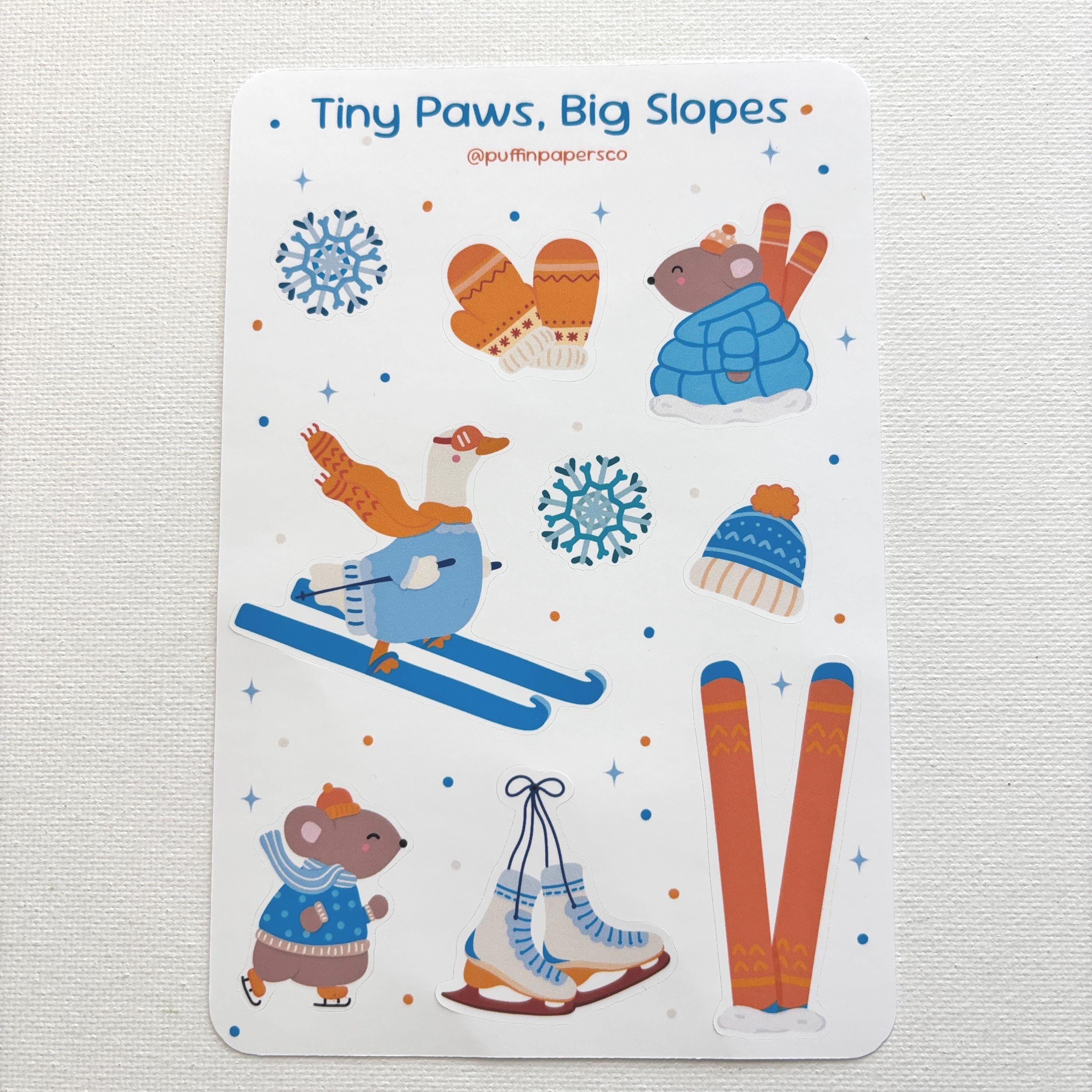 Tiny Paws, Big Slopes Sticker Sheet