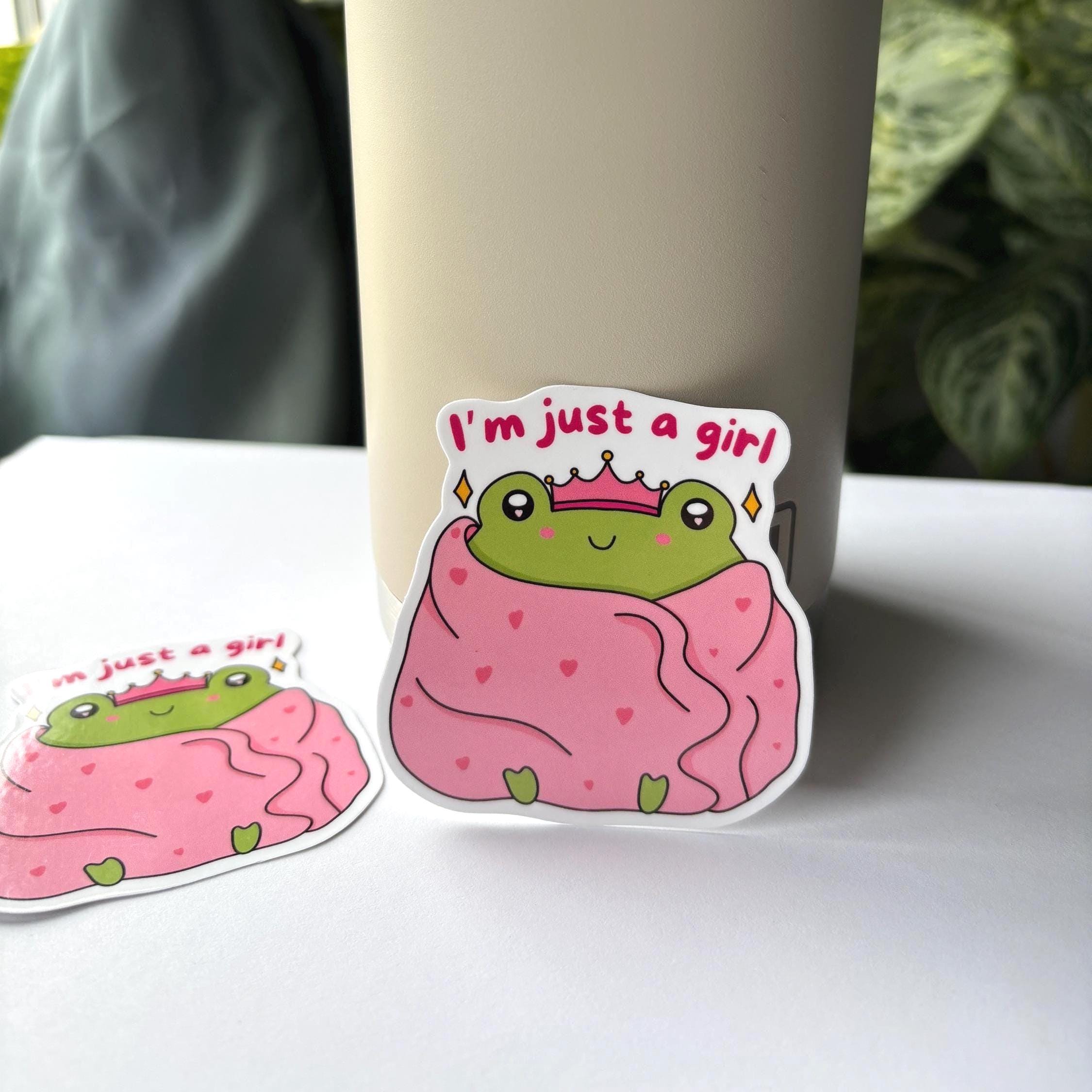 I'm Just a Girl Frog Sticker Vinyl Sticker