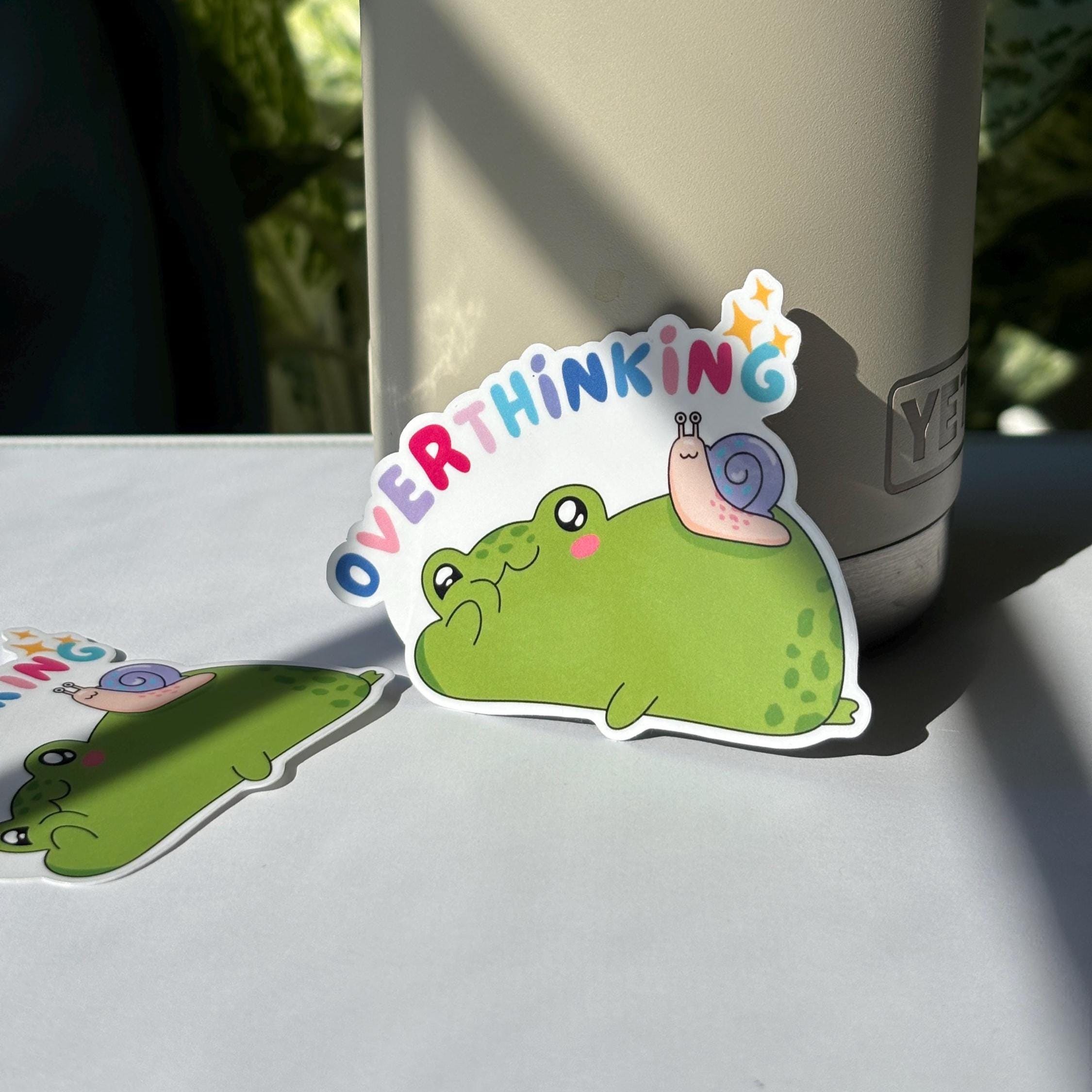 Overthinking Frog Vinyl Sticker