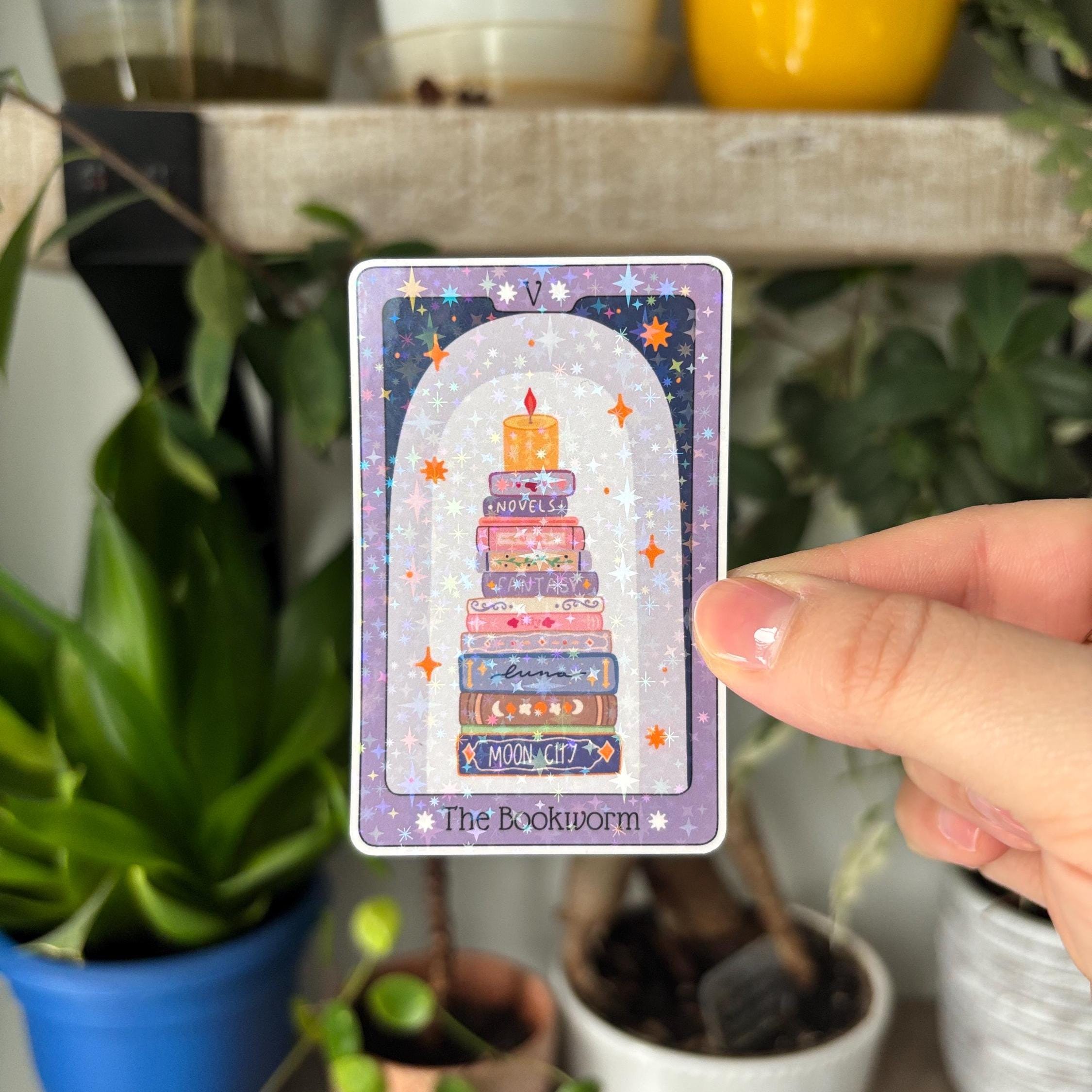 Bookworm Tarot Card Vinyl Sticker
