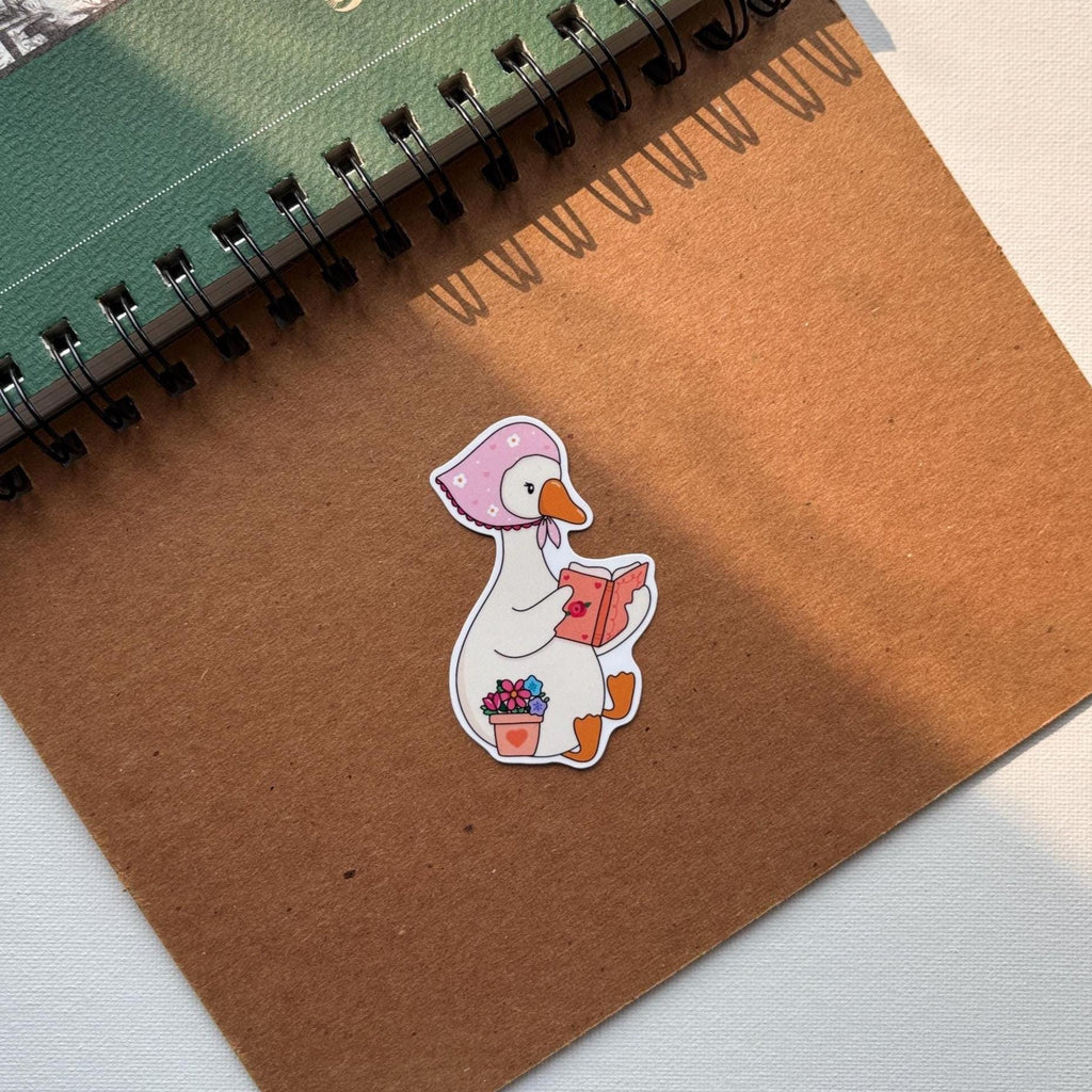 Goose Reading a Cozy Book Vinyl Sticker