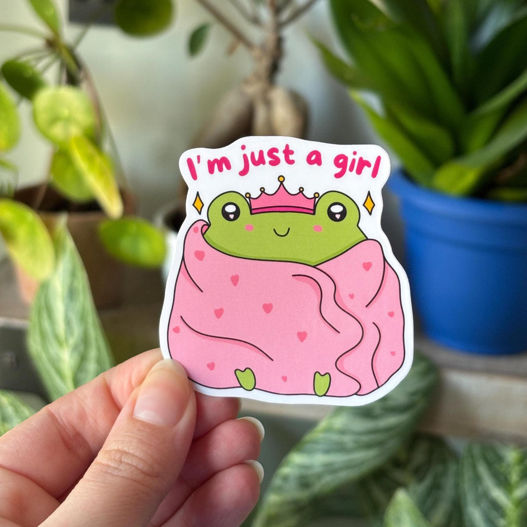 I'm Just a Girl Frog Sticker Vinyl Sticker