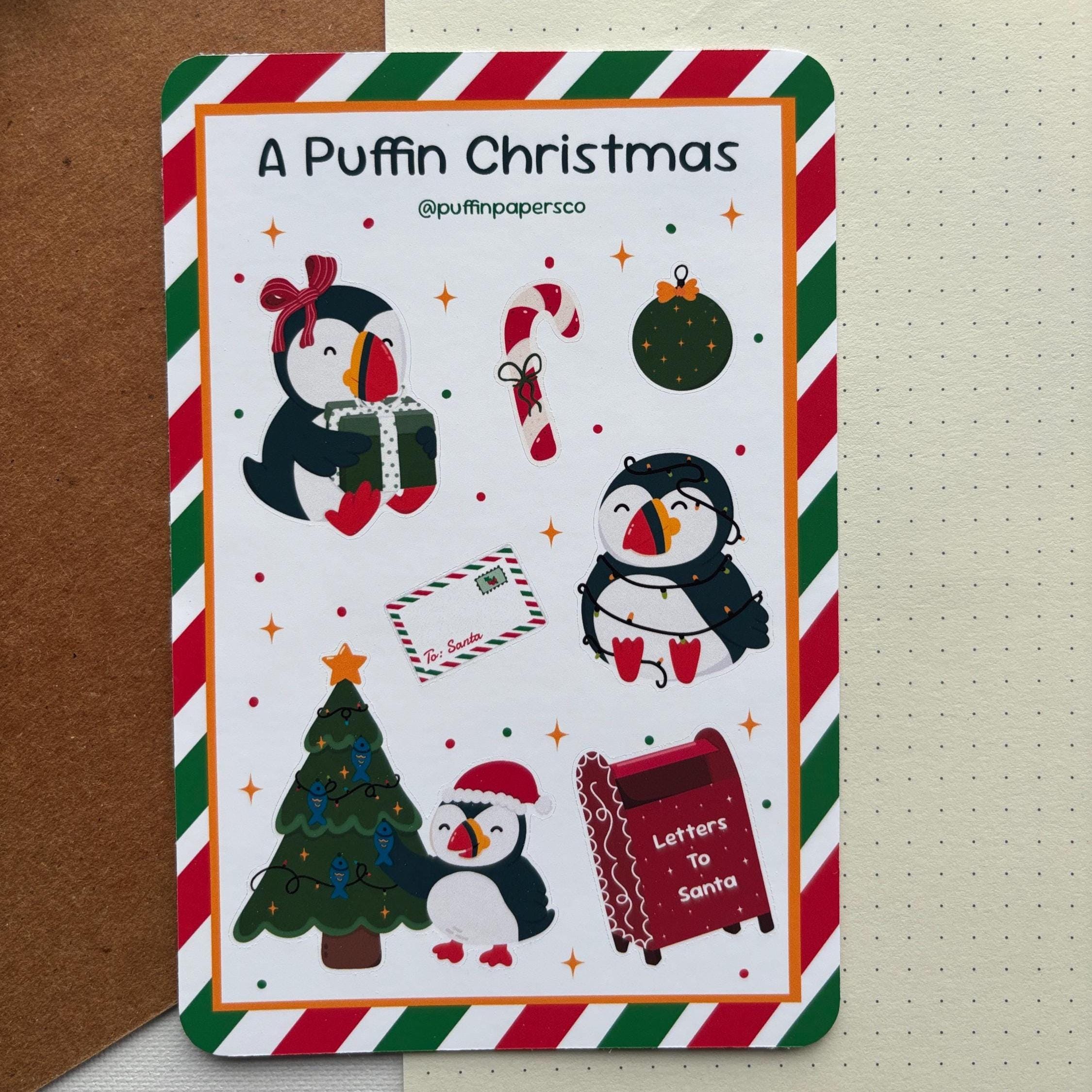 A Puffin Christmas Sticker Sheet