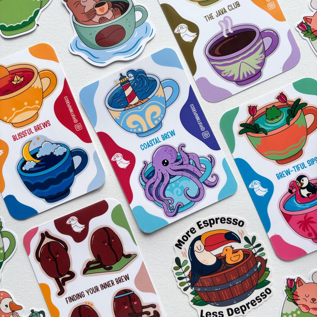 Coffee Beans Yoga Set Vinyl Sticker