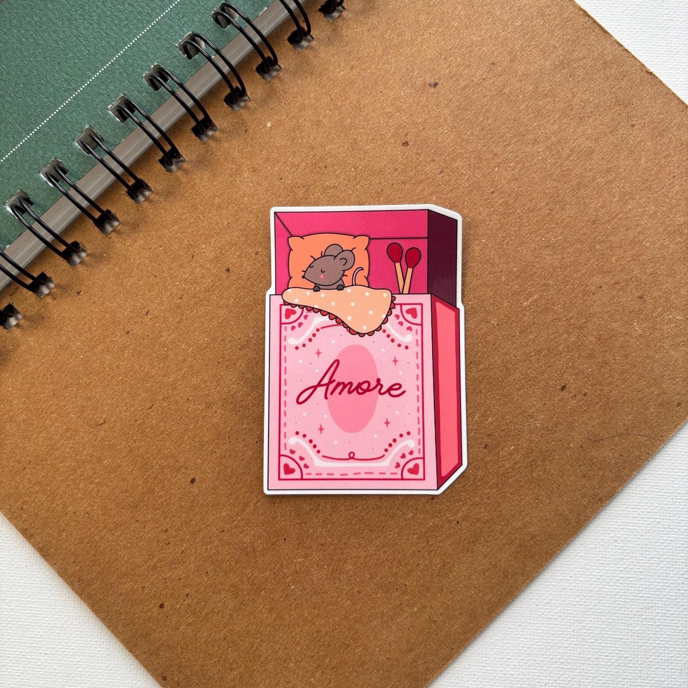 Cozy Sleeping Mouse in Matchbox Vinyl Sticker