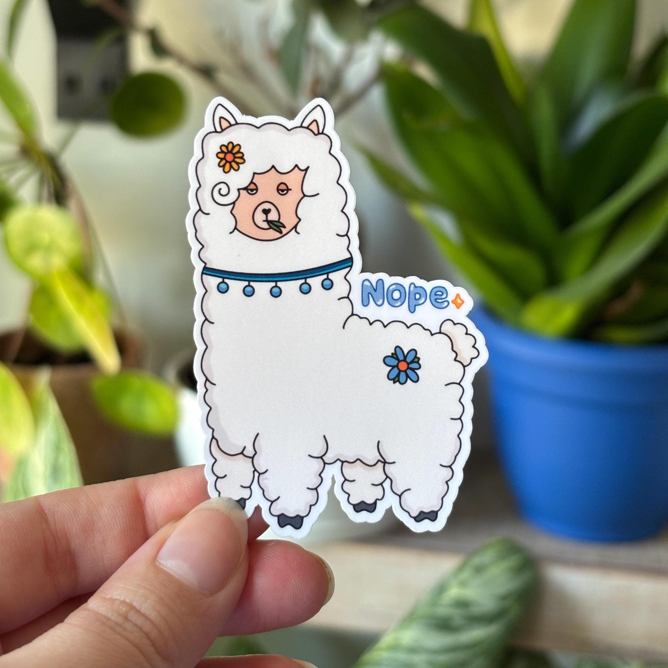 Nope Llama Vinyl Sticker