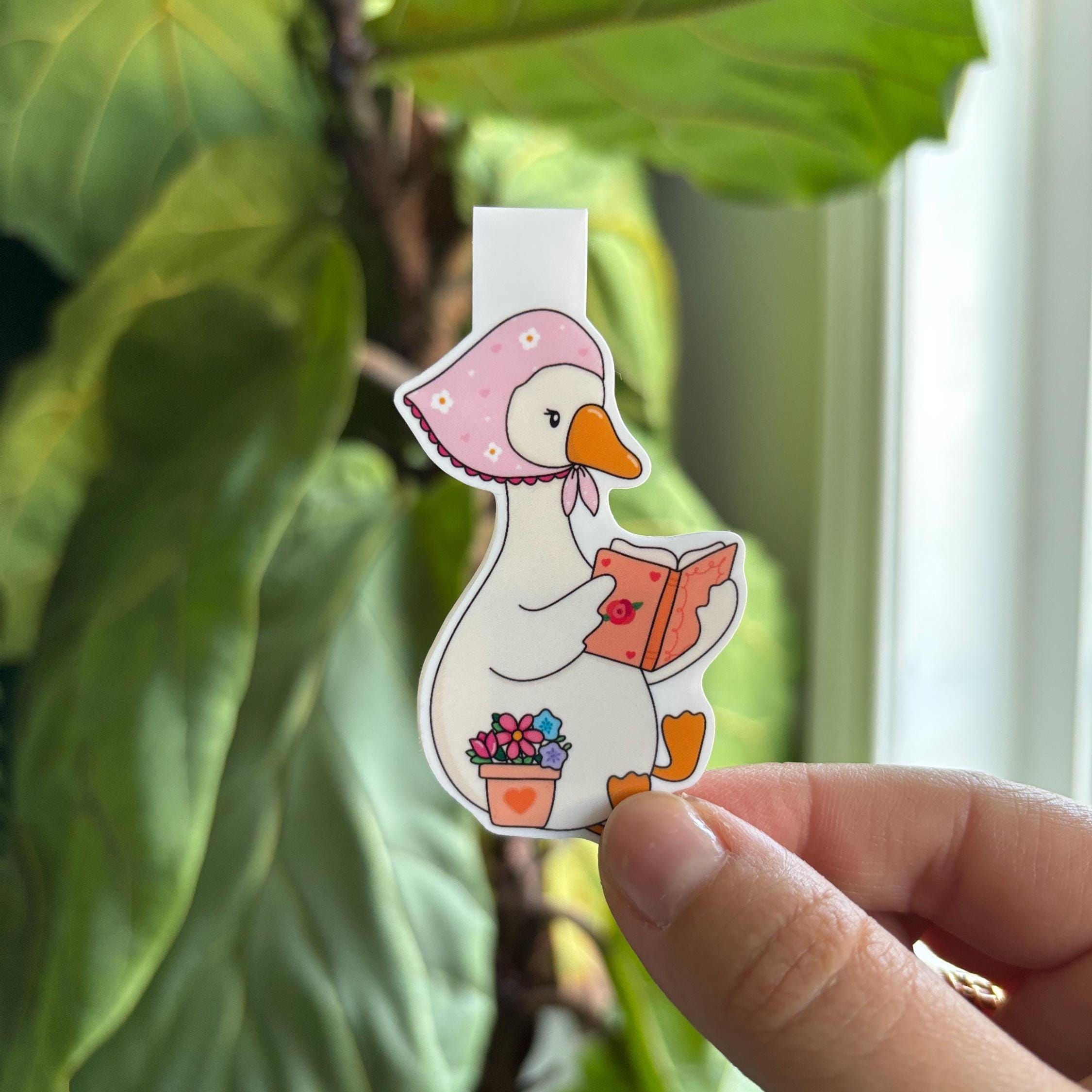 Goose Reading a Book Magnetic Bookmark
