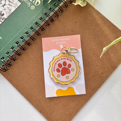 Certified Dog Mom Badge Acrylic Keychain