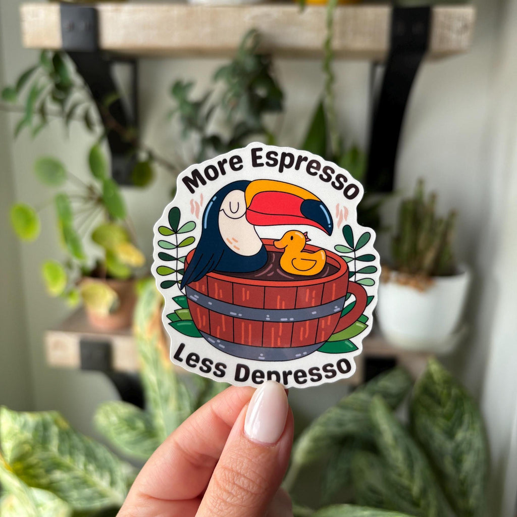 More Espresso Less Depresso Coffee Vinyl Sticker