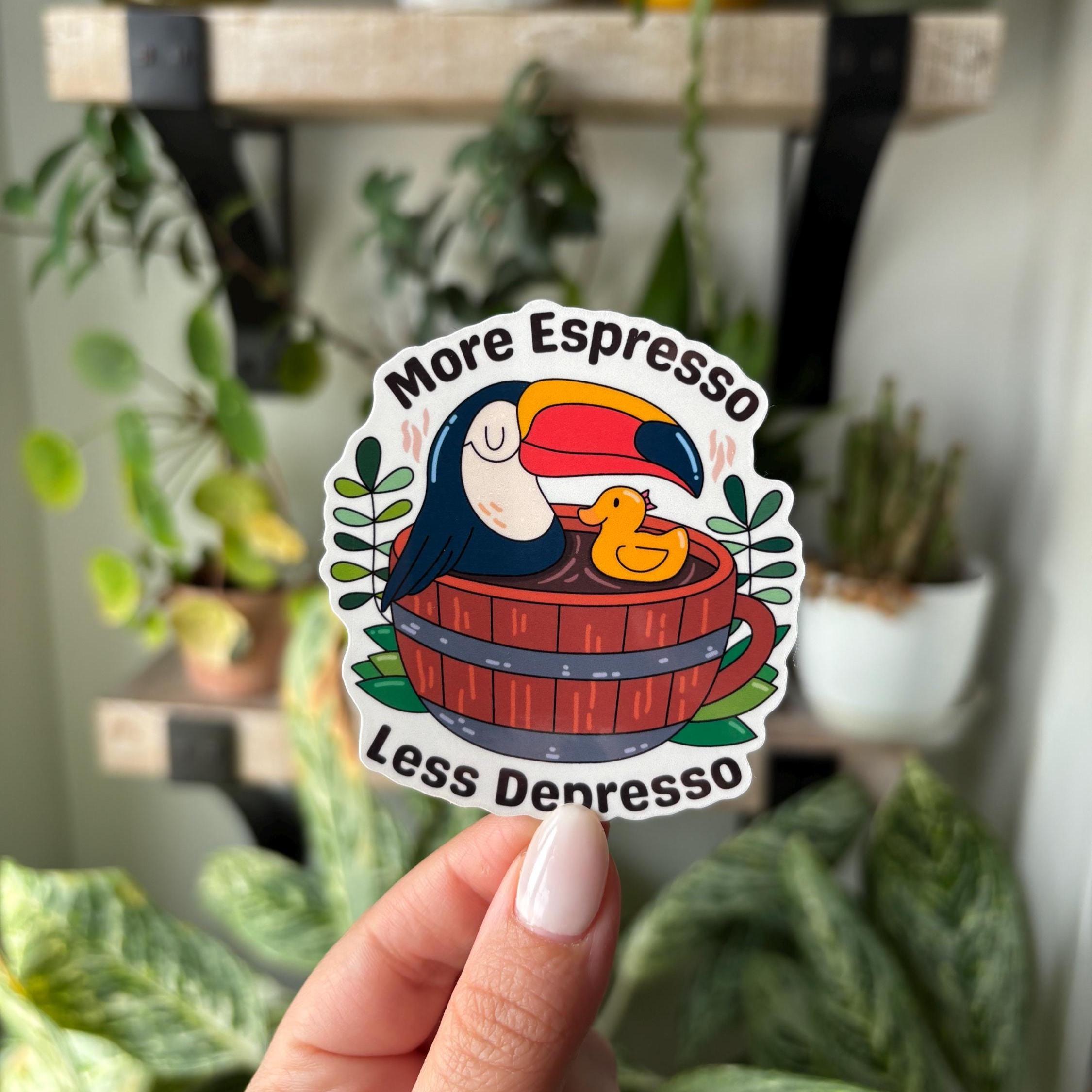 More Espresso Less Depresso Coffee Vinyl Sticker