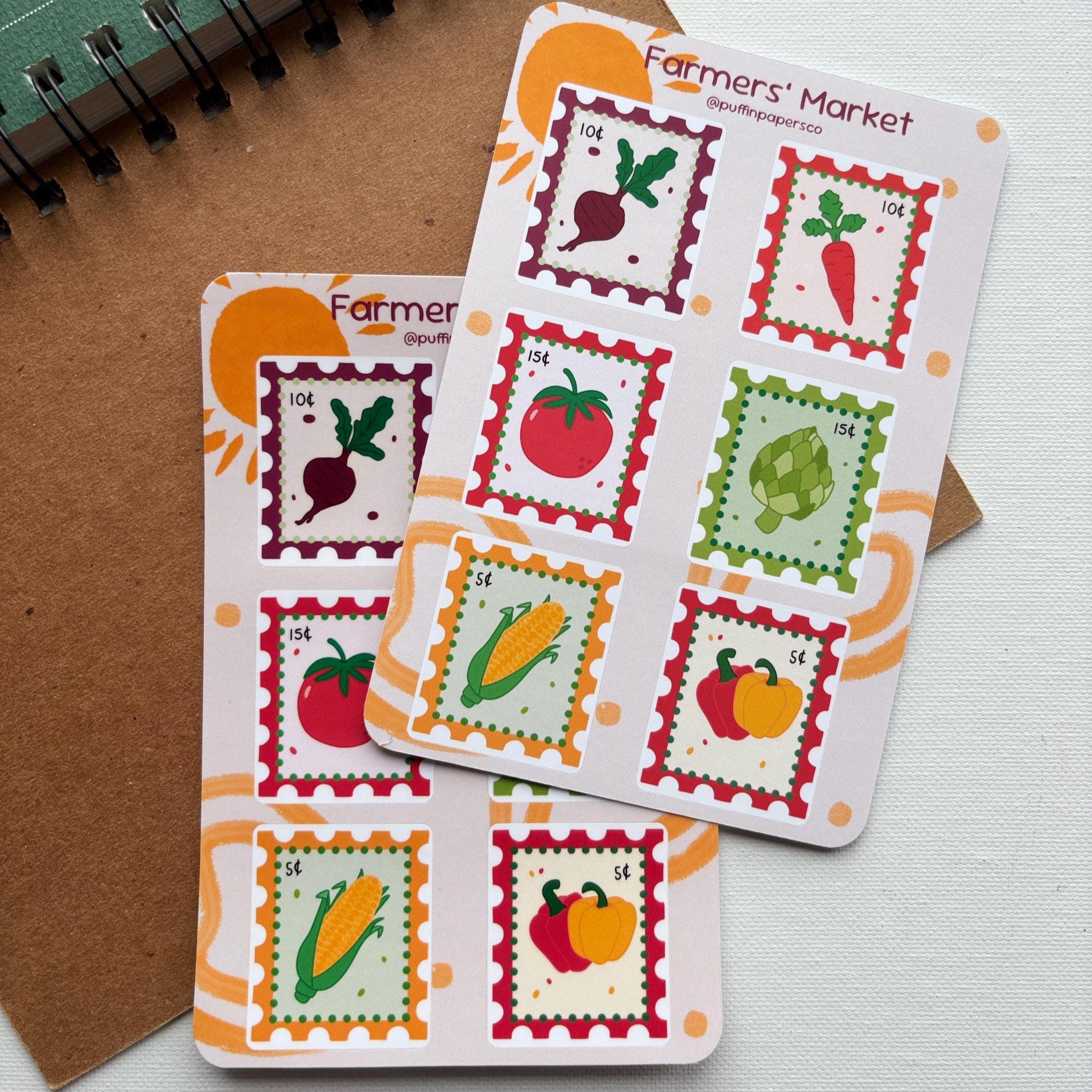 Farmers' Market Stamps Sticker Sheet