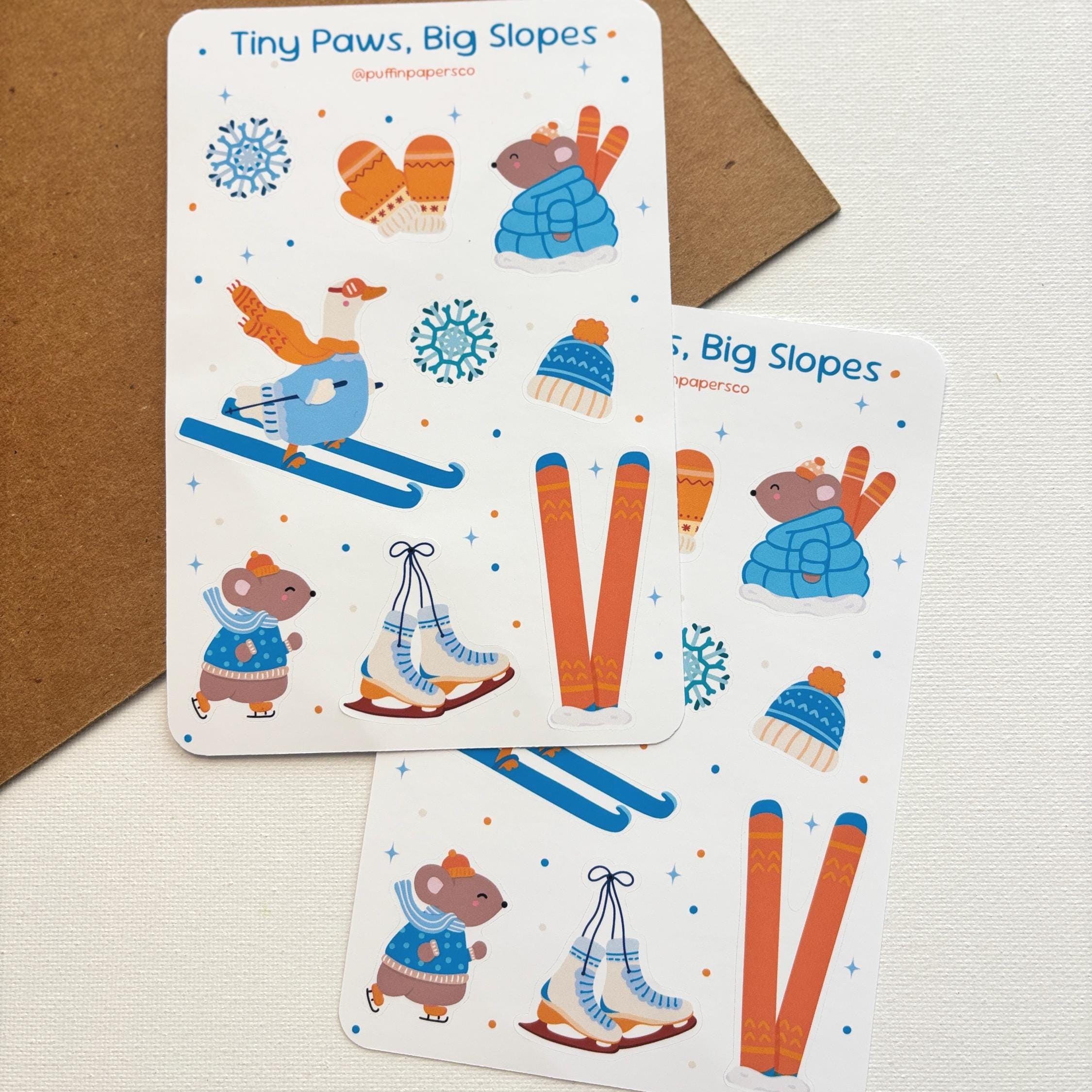 Tiny Paws, Big Slopes Sticker Sheet