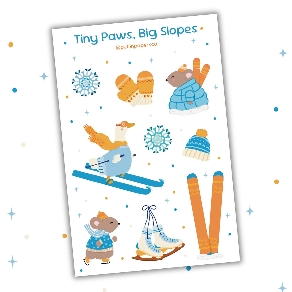 Tiny Paws, Big Slopes Sticker Sheet