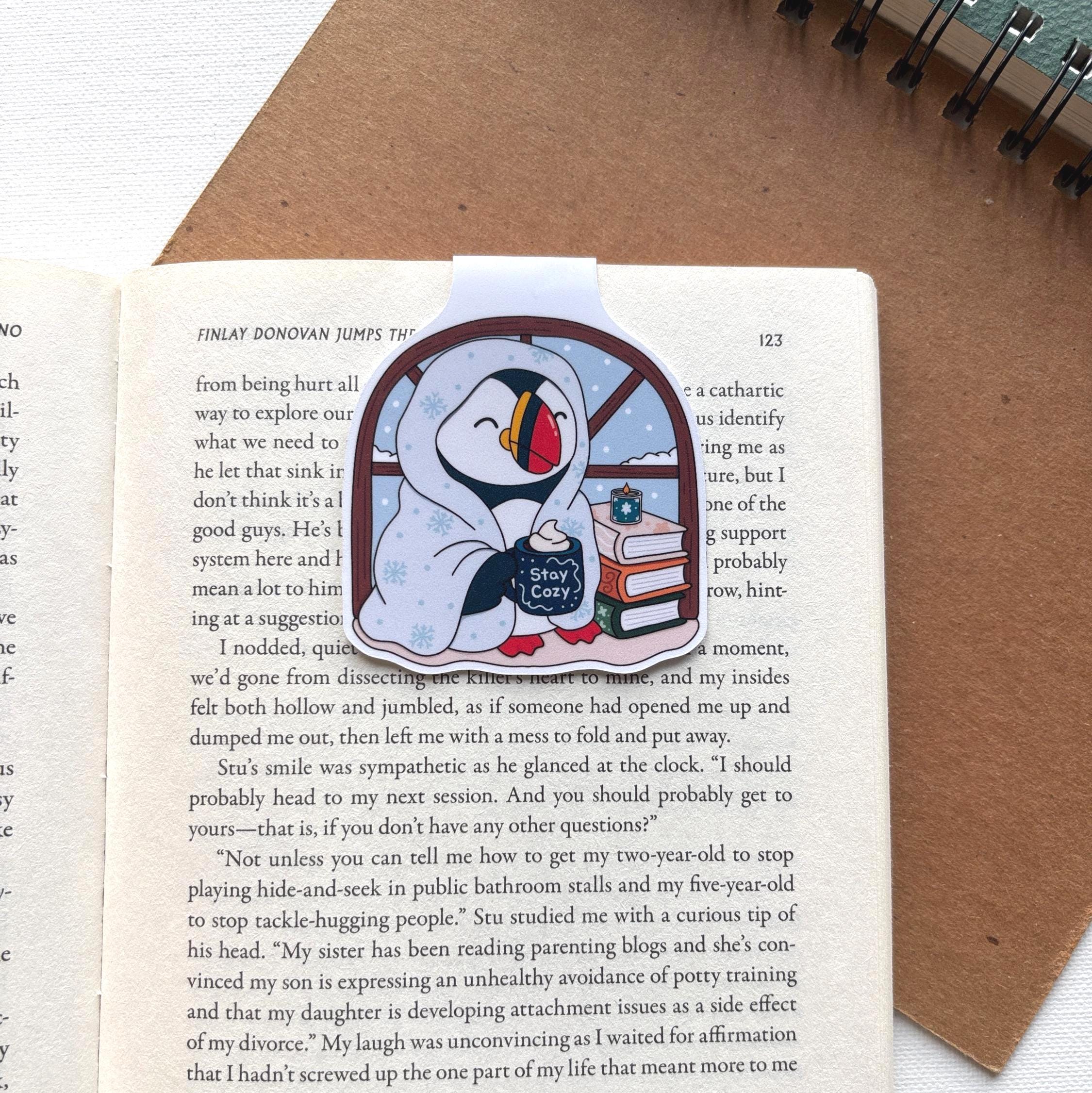 Cozy Puffin Magnetic Bookmark