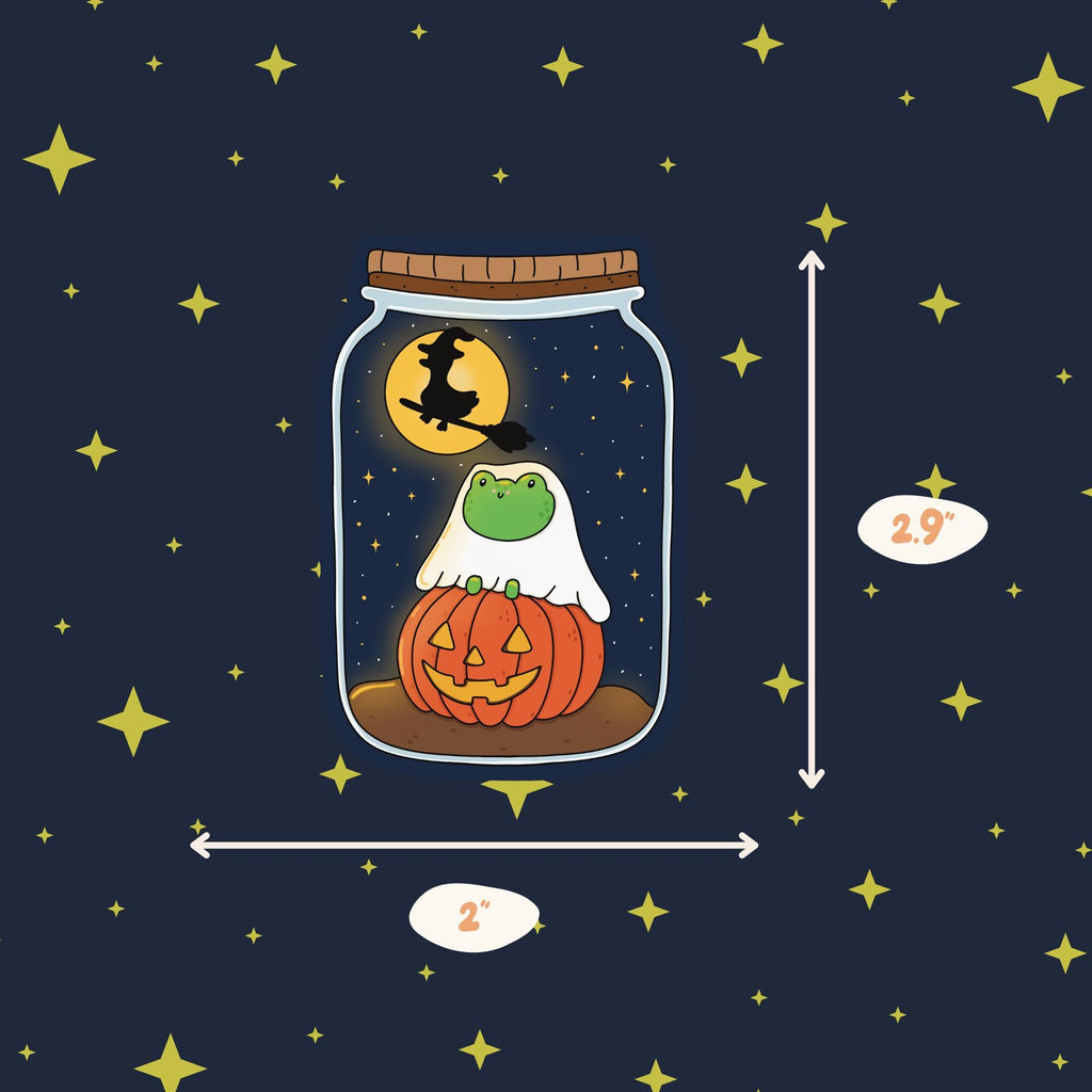 Cute Ghosty Frog in a Jar Vinyl Sticker