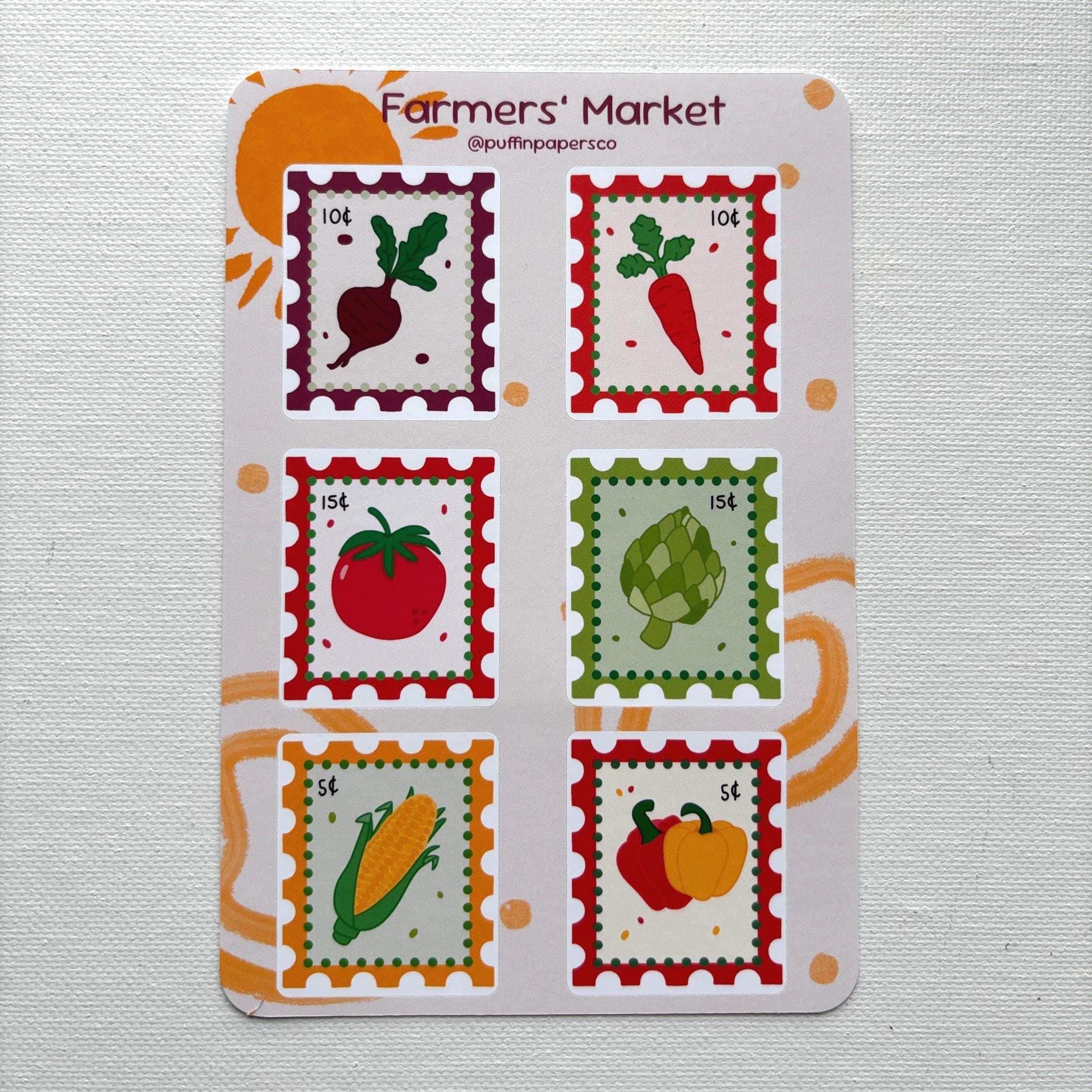 Farmers' Market Stamps Sticker Sheet