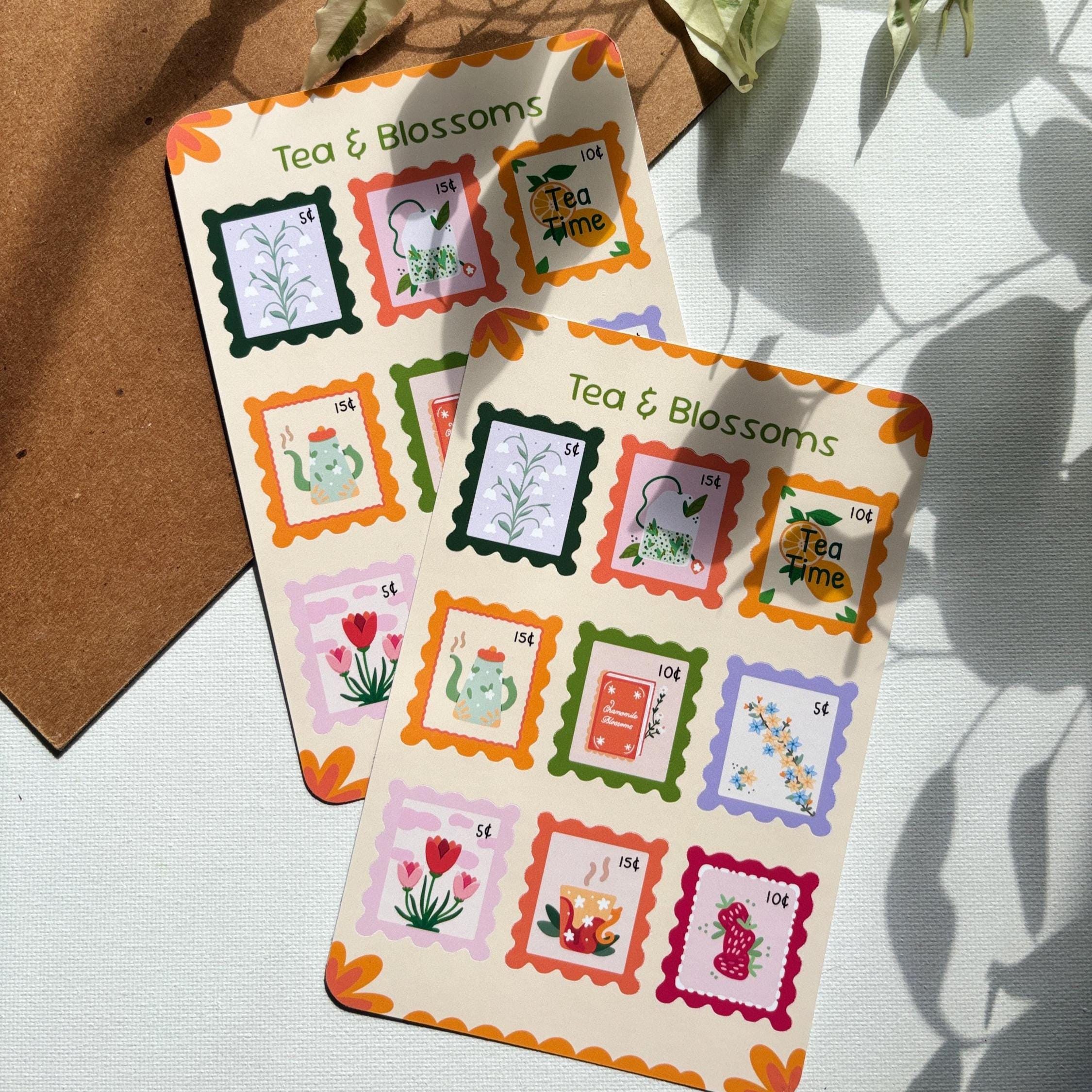 Tea & Blossoms Stamp Stickers