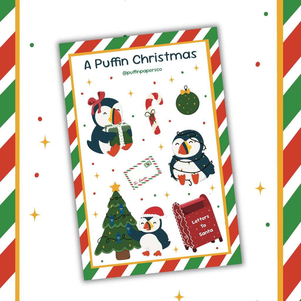 A Puffin Christmas Sticker Sheet