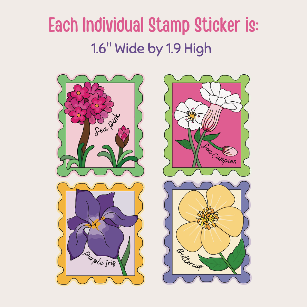 Coastal Flower Stamps Sticker Pack