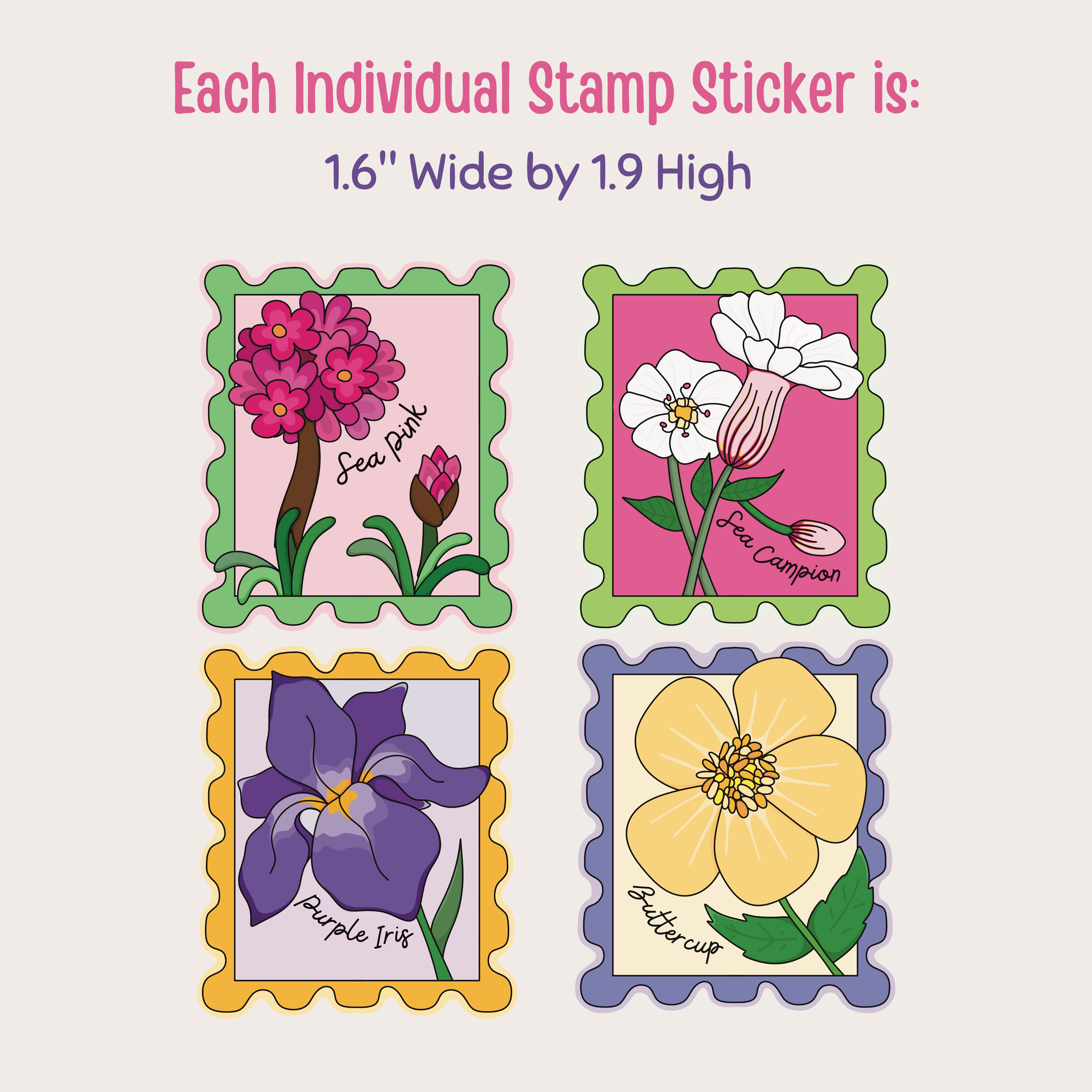 Coastal Flower Stamps Sticker Pack