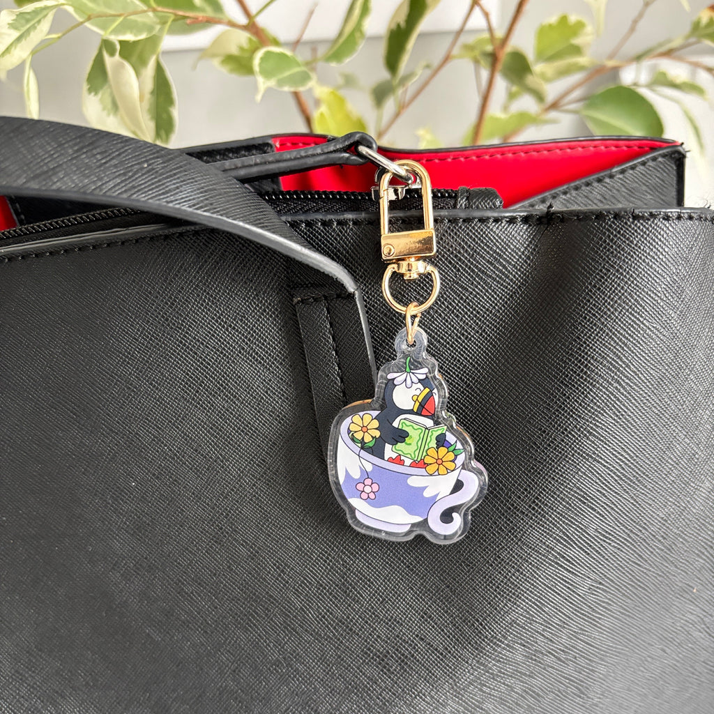 Puffin in a Teacup Acrylic Keychain