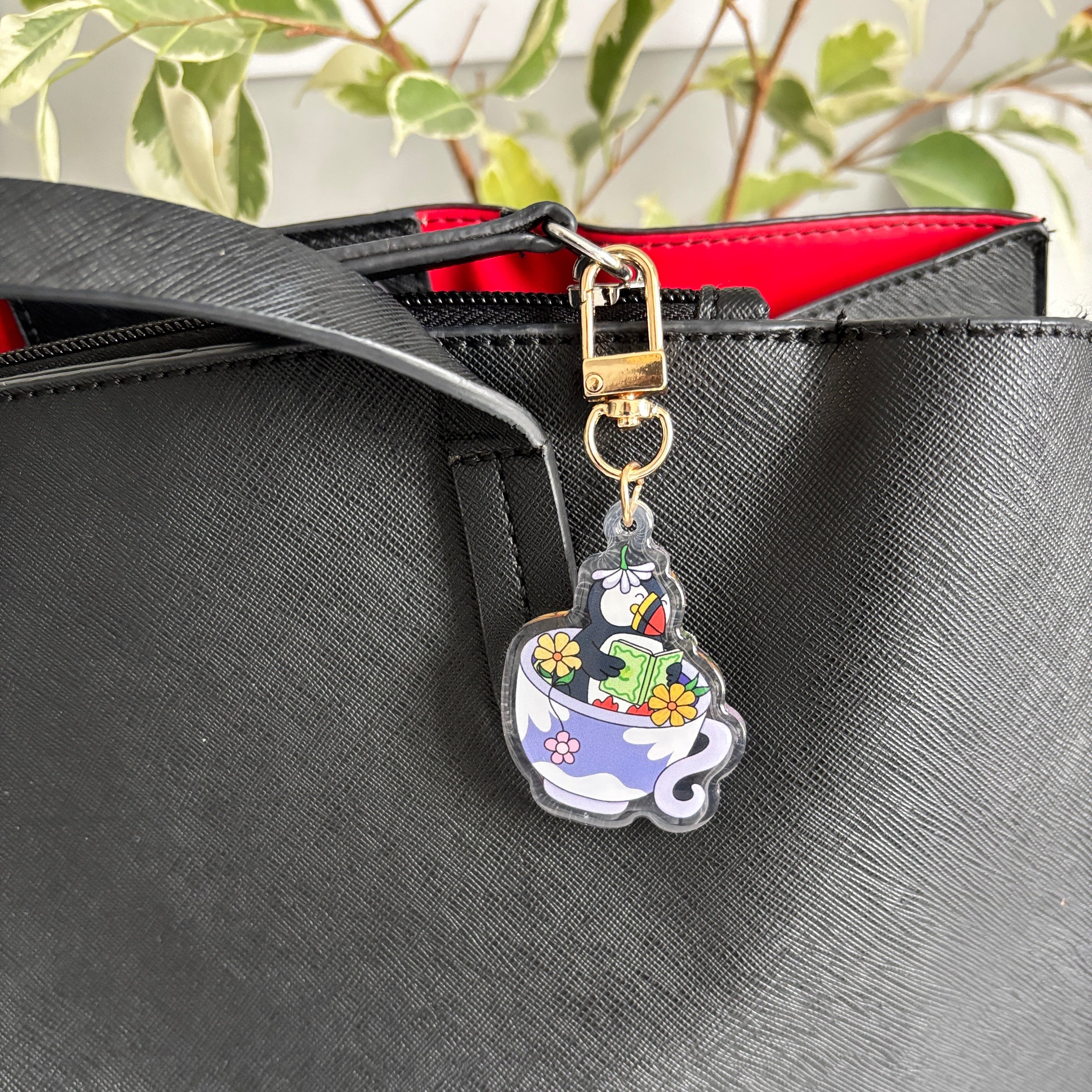 Puffin in a Teacup Acrylic Keychain