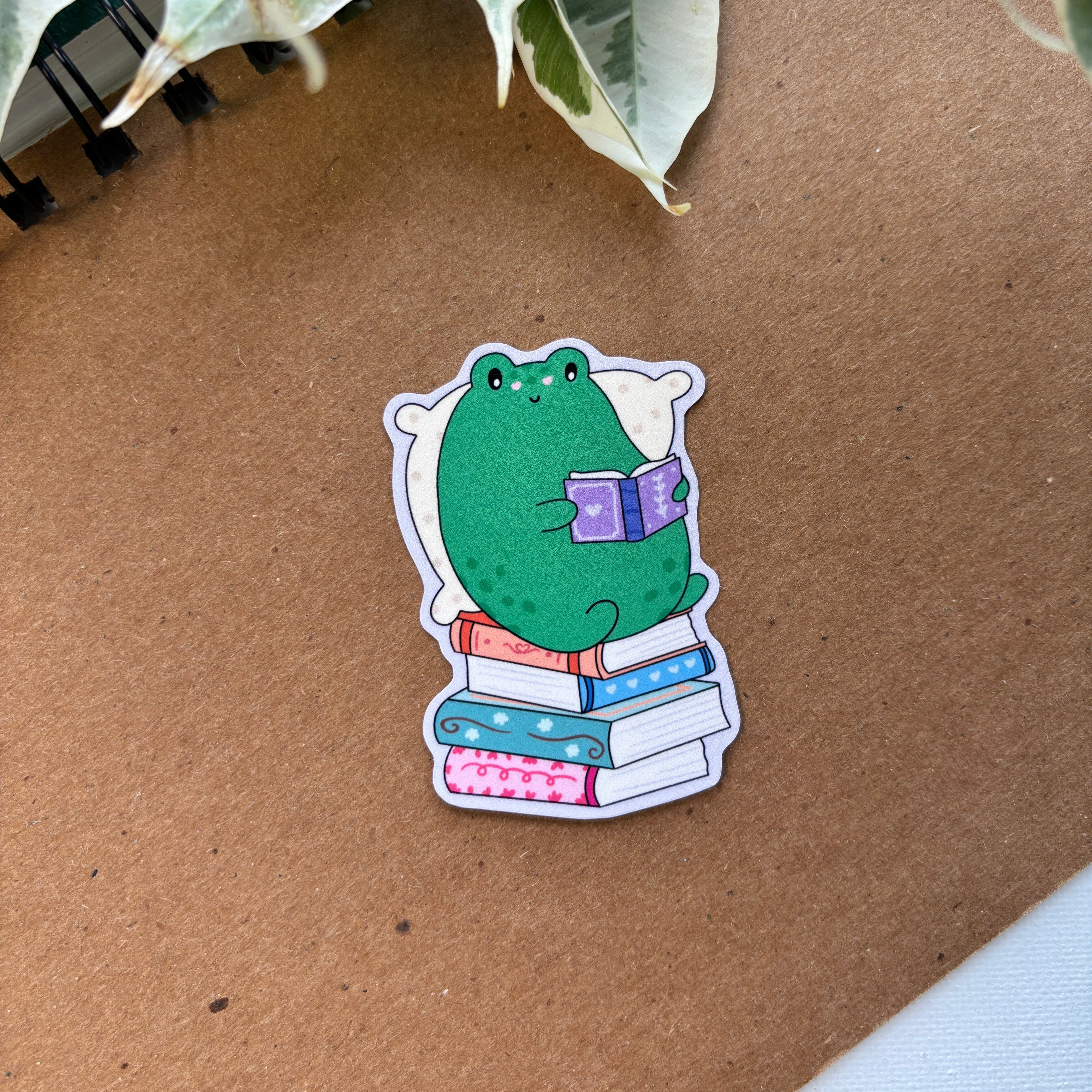 Froggy Reading Vinyl Sticker