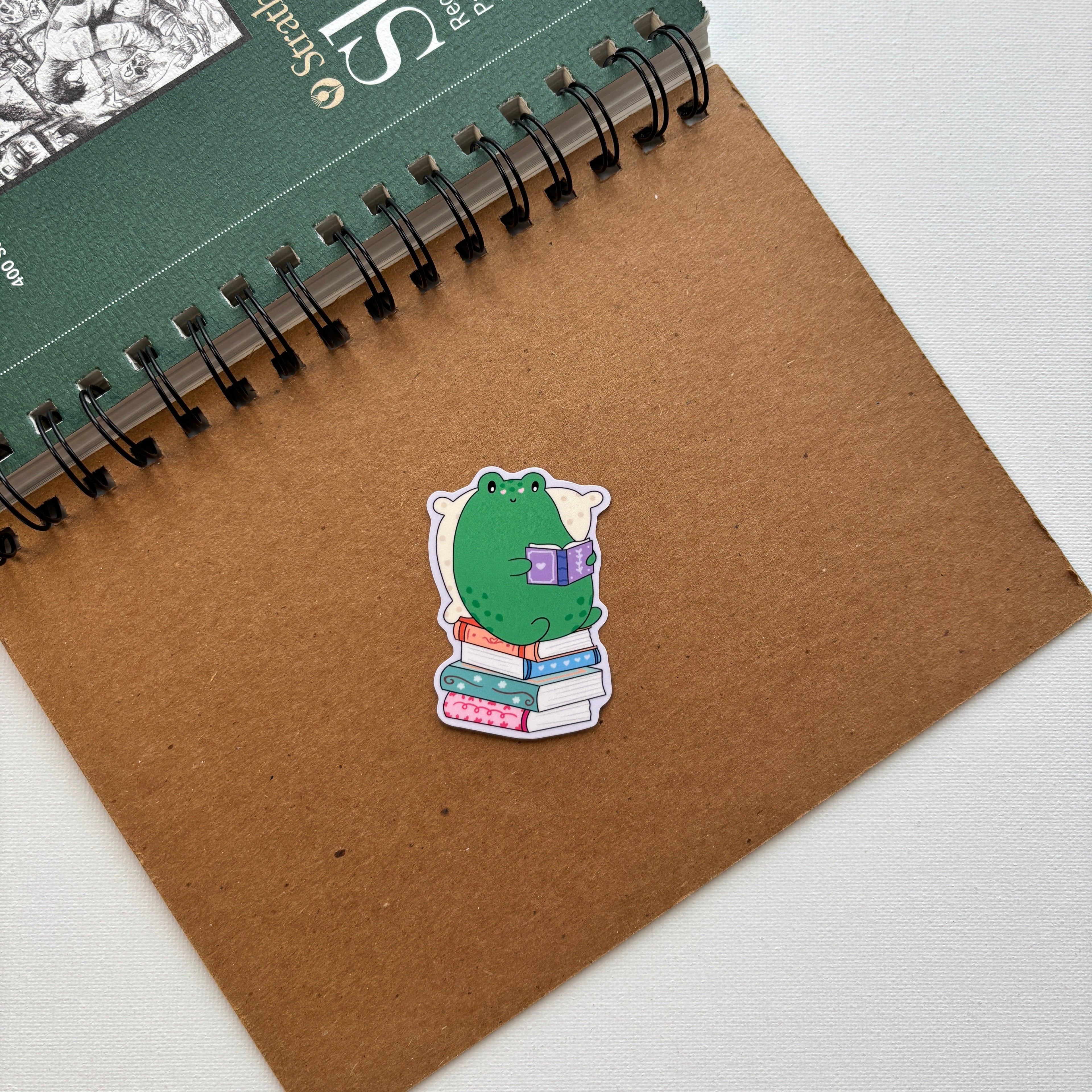 Froggy Reading Vinyl Sticker