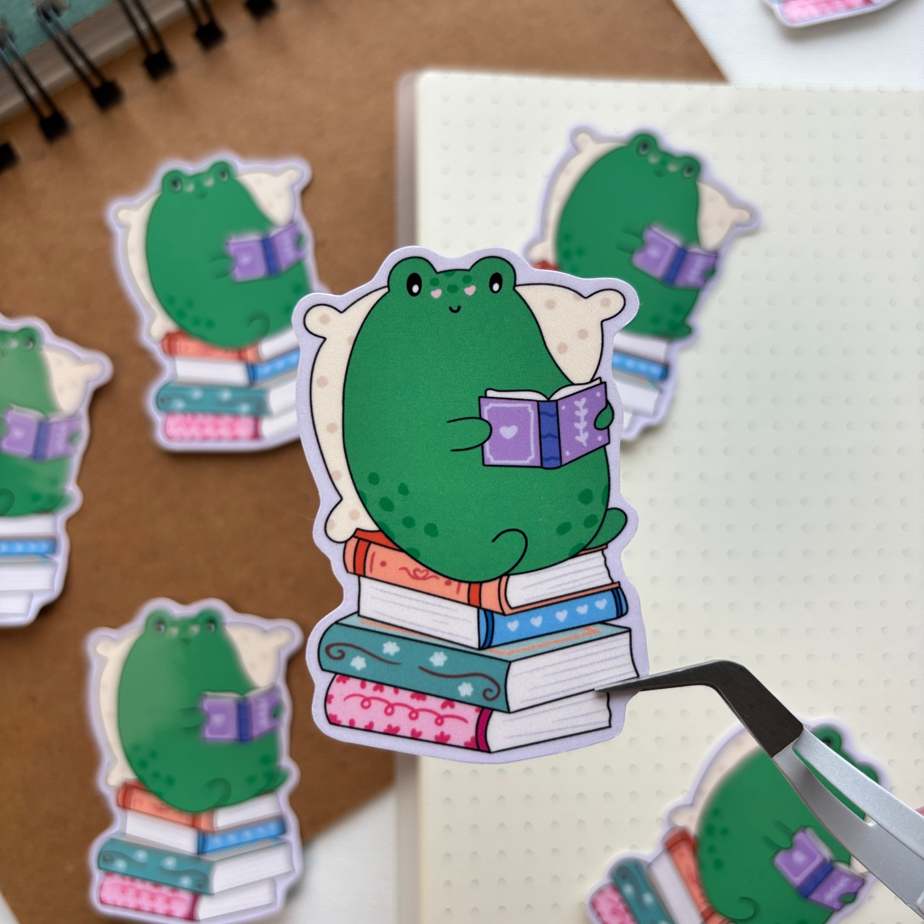 Froggy Reading Vinyl Sticker
