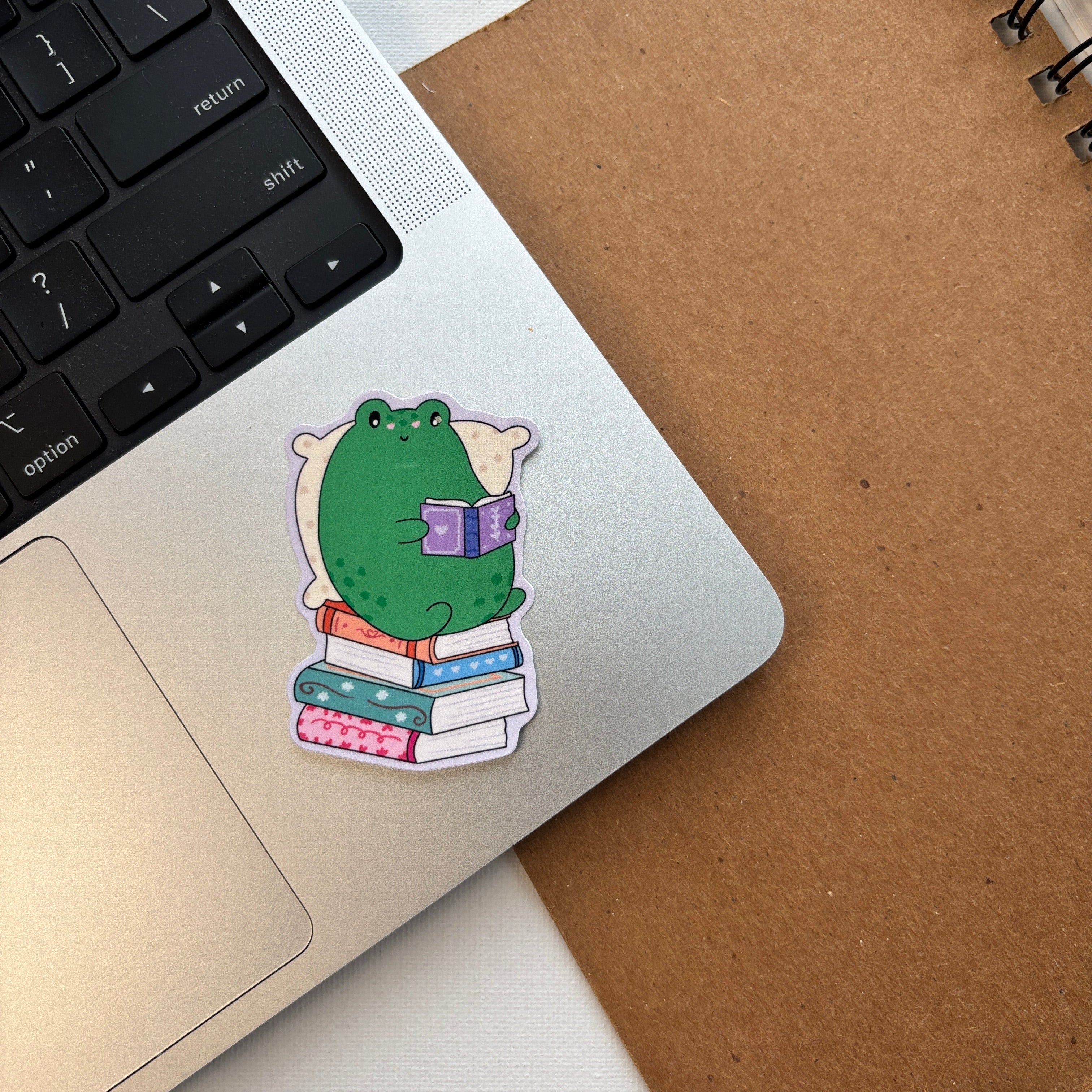Froggy Reading Vinyl Sticker