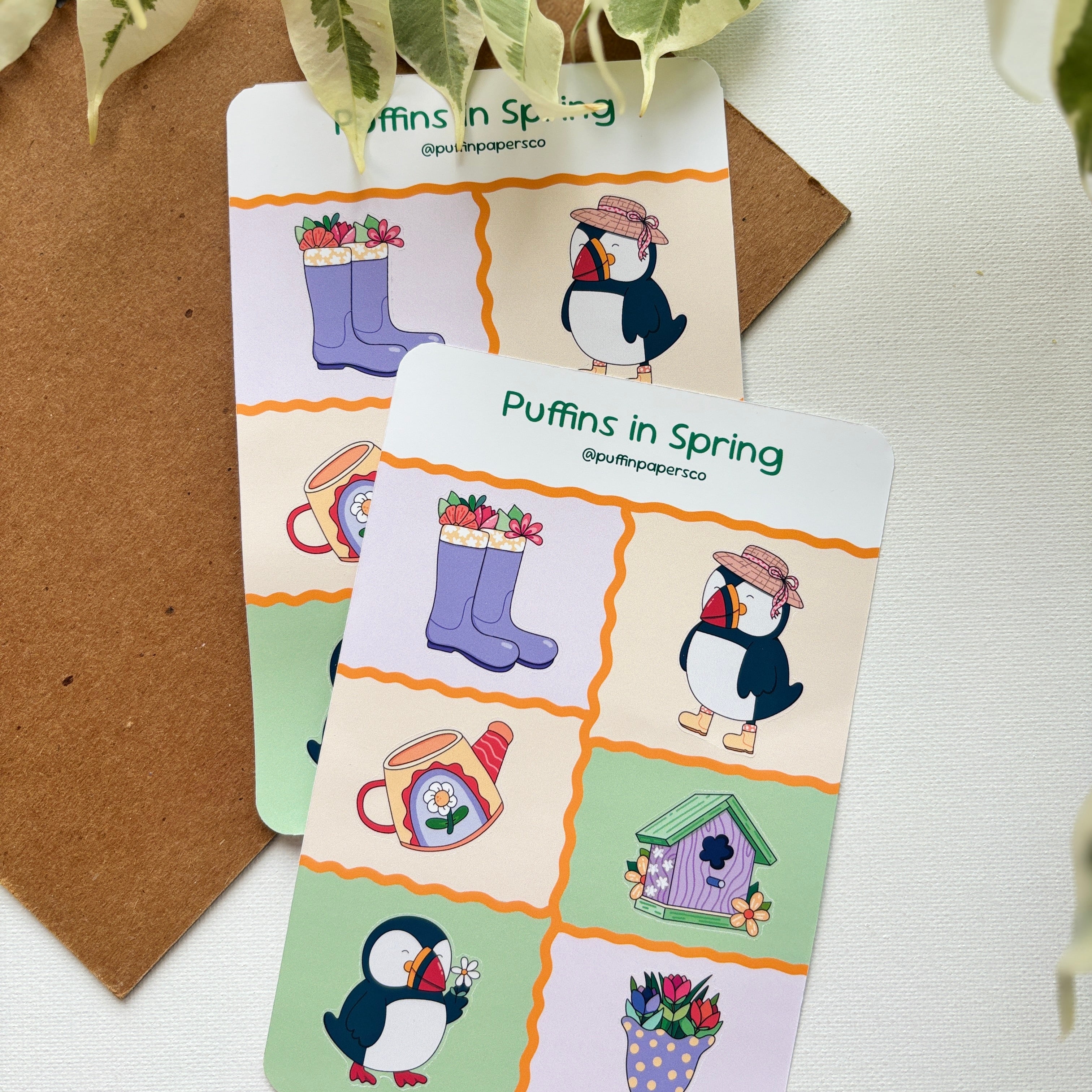 Puffins in Spring Sticker Sheet