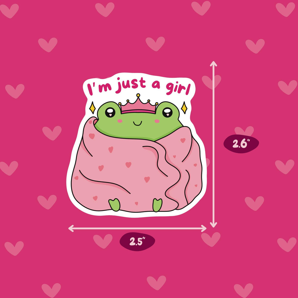 I'm Just a Girl Frog Sticker Vinyl Sticker