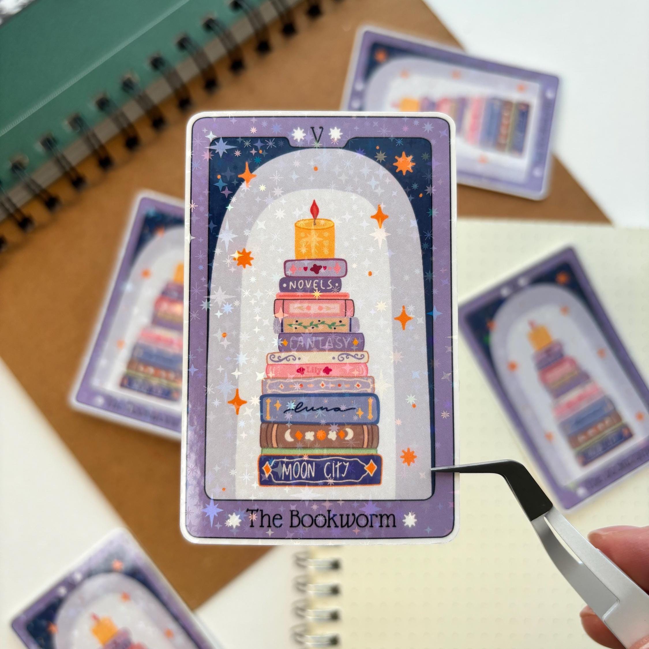 Bookworm Tarot Card Vinyl Sticker