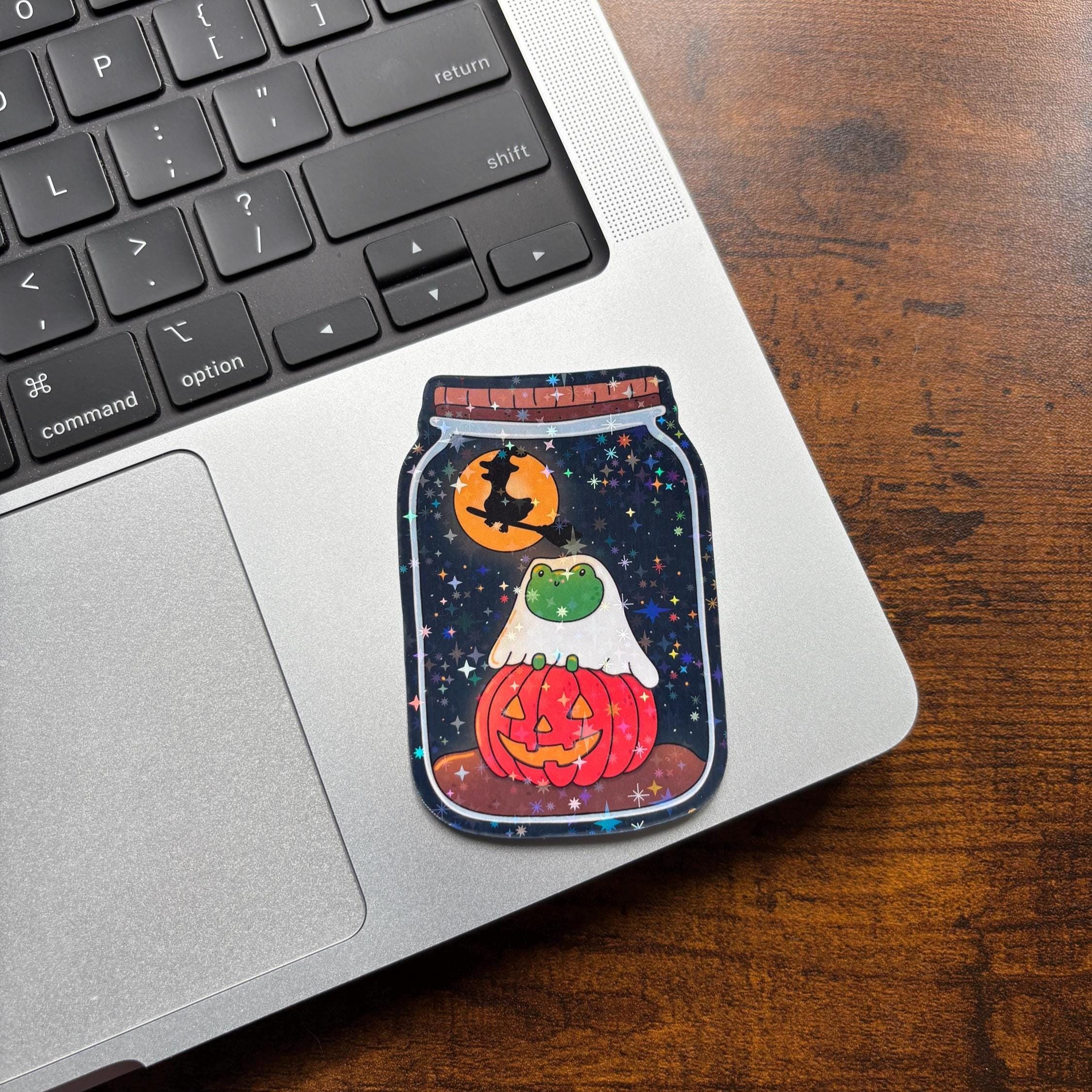 Cute Ghosty Frog in a Jar Vinyl Sticker
