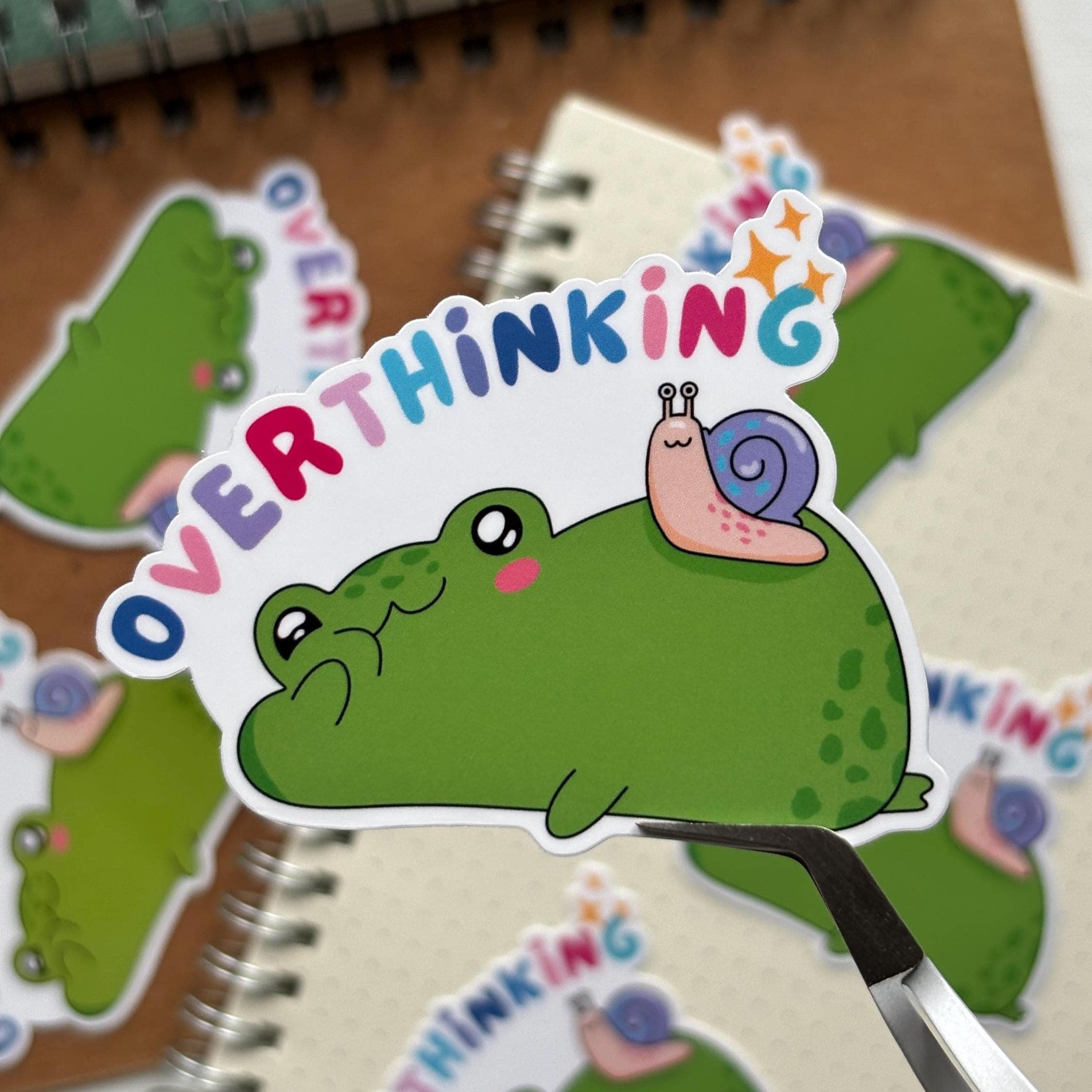 Overthinking Frog Vinyl Sticker