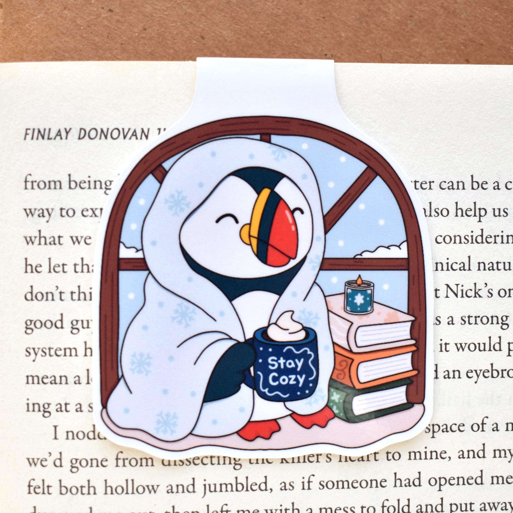 Cozy Puffin Magnetic Bookmark