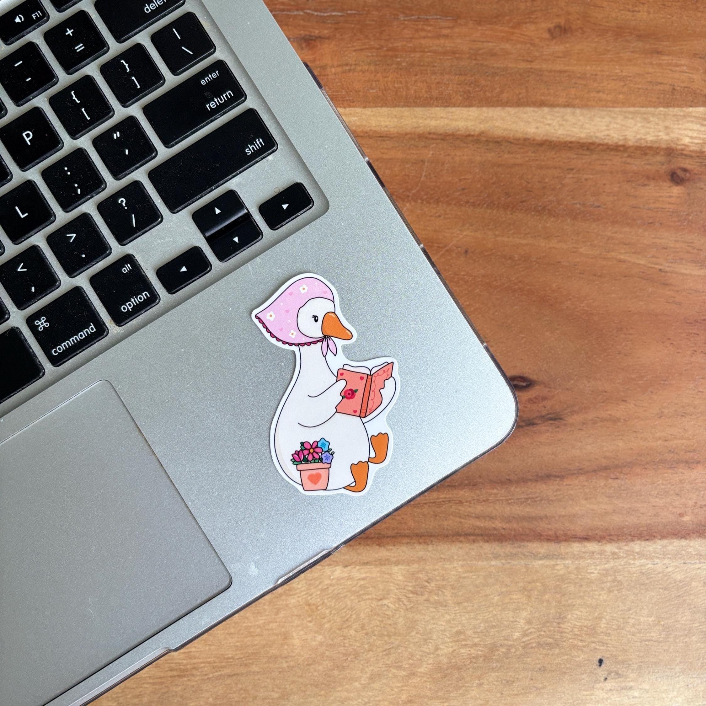 Goose Reading a Cozy Book Vinyl Sticker