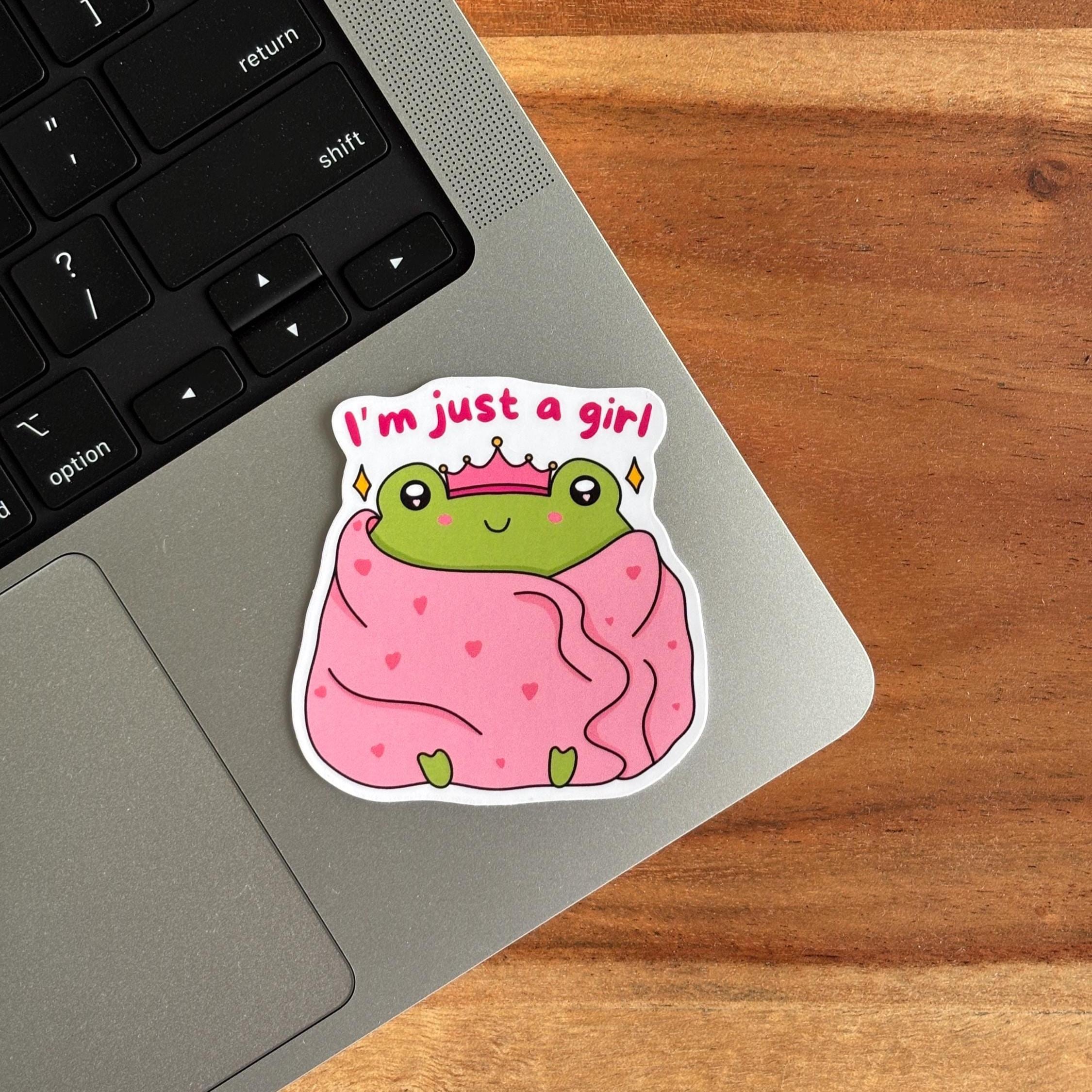 I'm Just a Girl Frog Sticker Vinyl Sticker