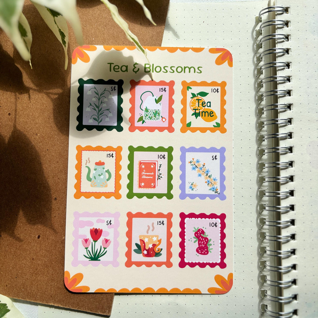 Tea & Blossoms Stamp Stickers