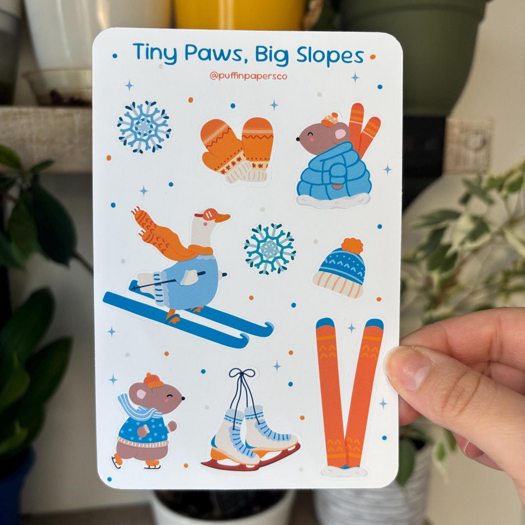 Tiny Paws, Big Slopes Sticker Sheet