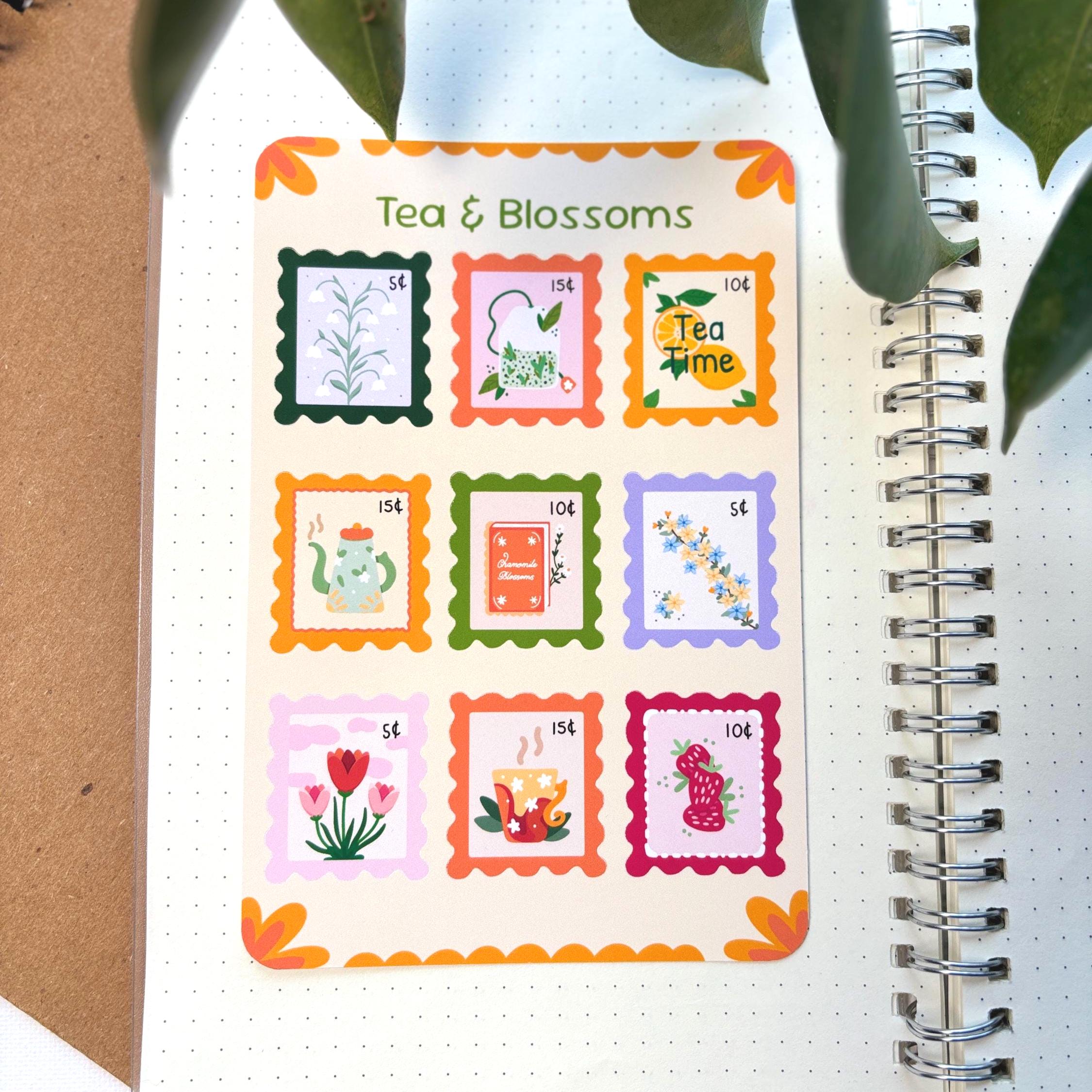 Tea & Blossoms Stamp Stickers