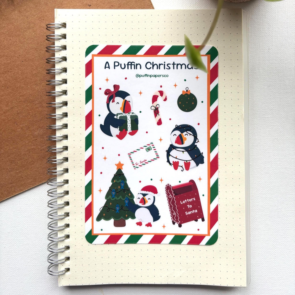 A Puffin Christmas Sticker Sheet