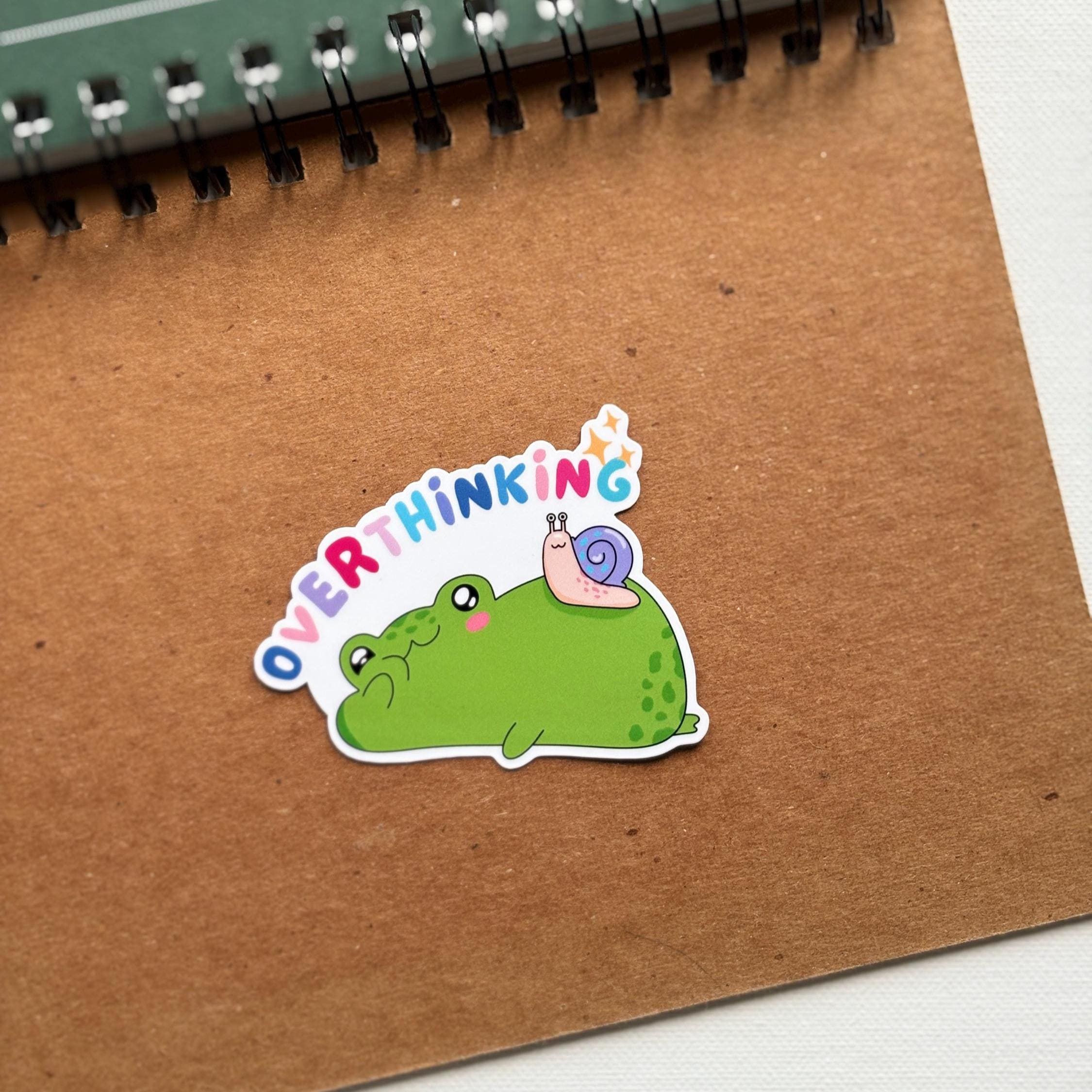 Overthinking Frog Vinyl Sticker