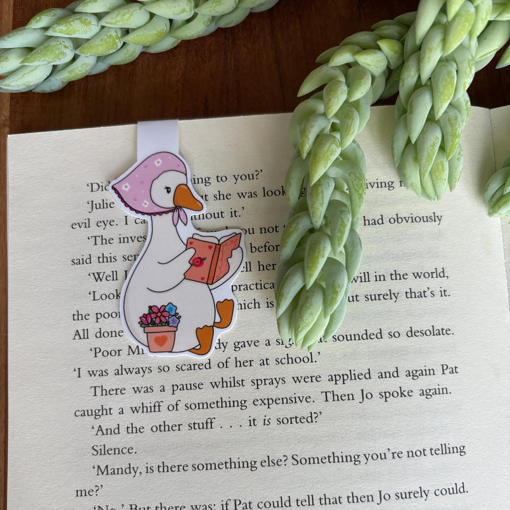 Goose Reading a Book Magnetic Bookmark